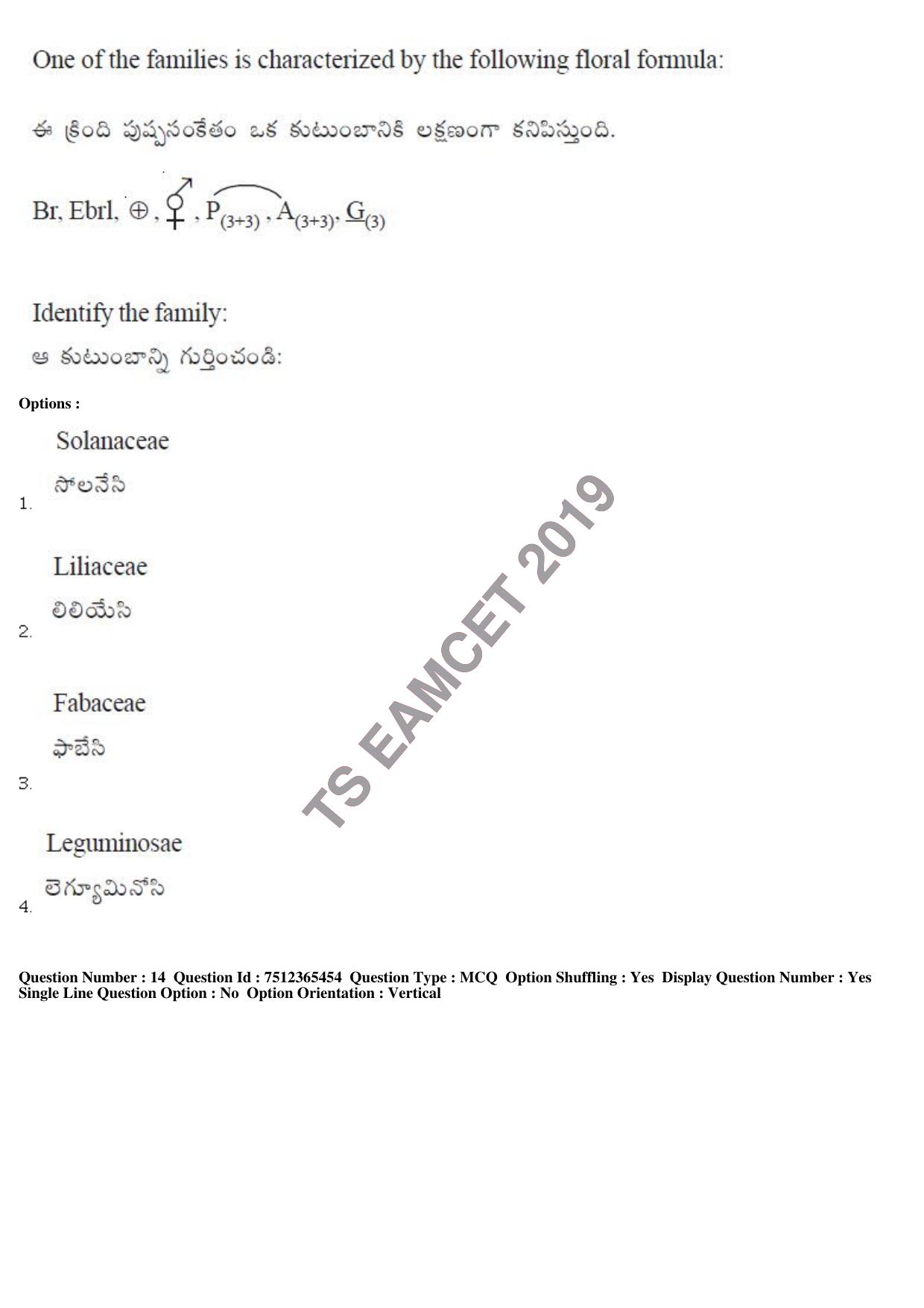 TS EAMCET 2019 Agriculture and Medical Question Paper with Key (8 May 2019 Afternoon) - Page 13