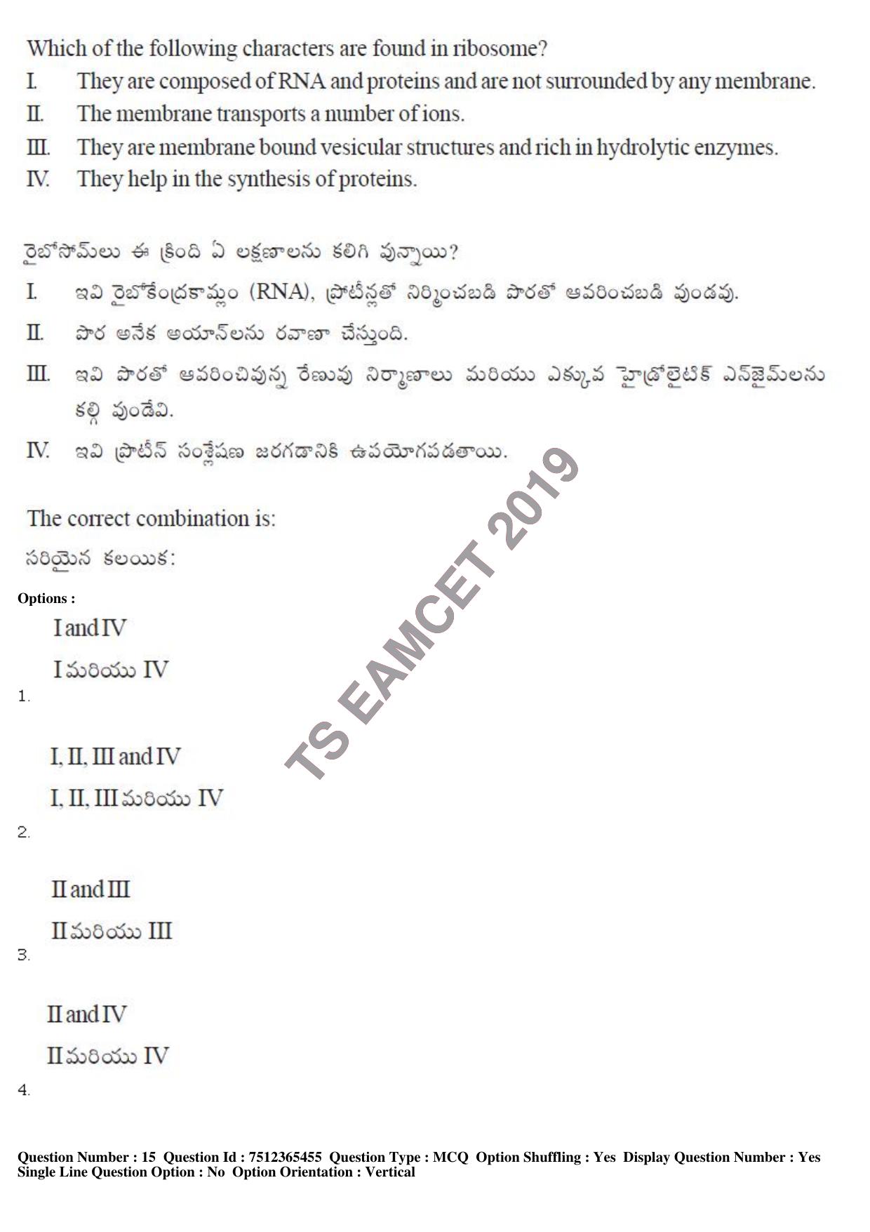 TS EAMCET 2019 Agriculture and Medical Question Paper with Key (8 May 2019 Afternoon) - Page 14