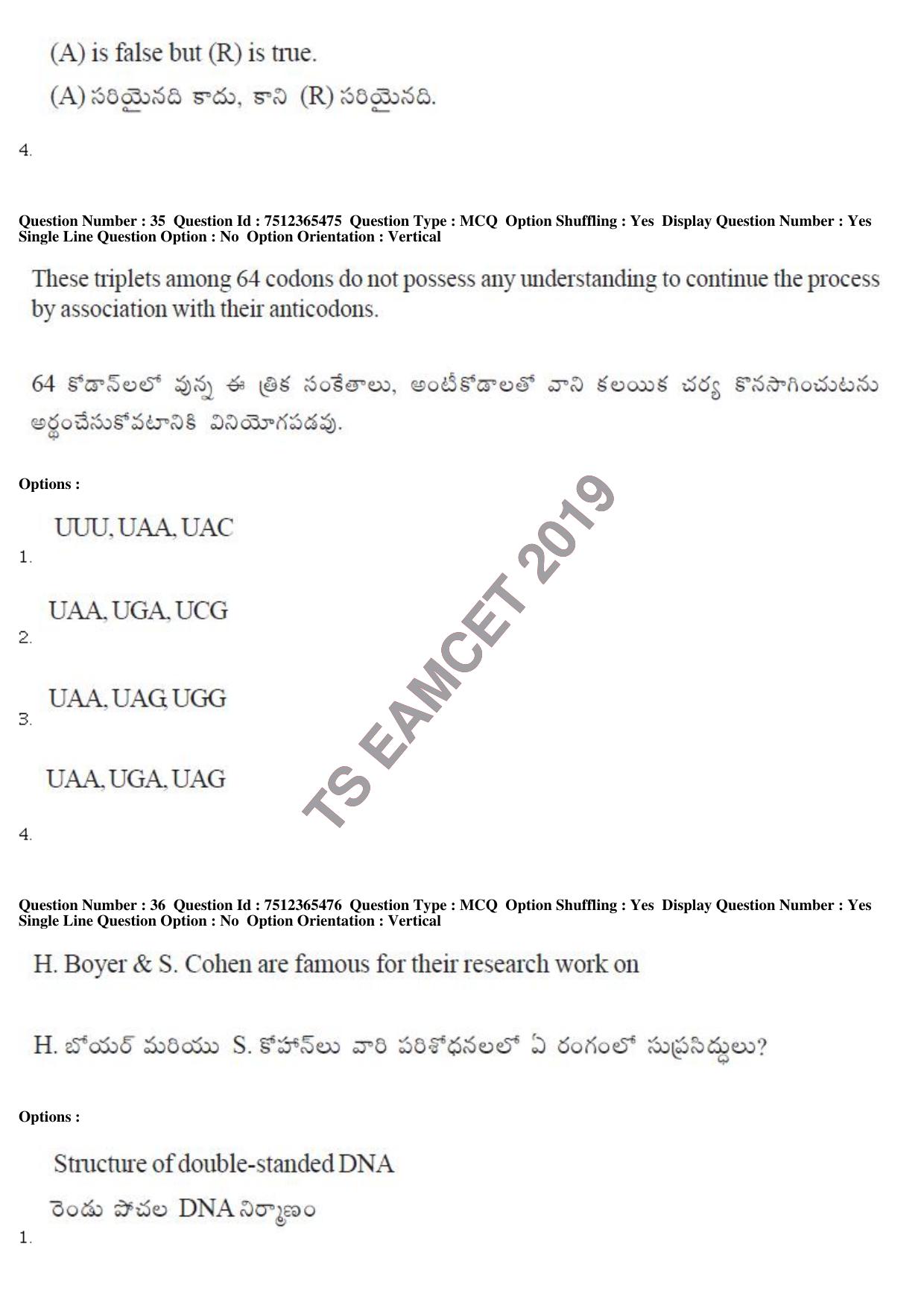 TS EAMCET 2019 Agriculture and Medical Question Paper with Key (8 May 2019 Afternoon) - Page 35