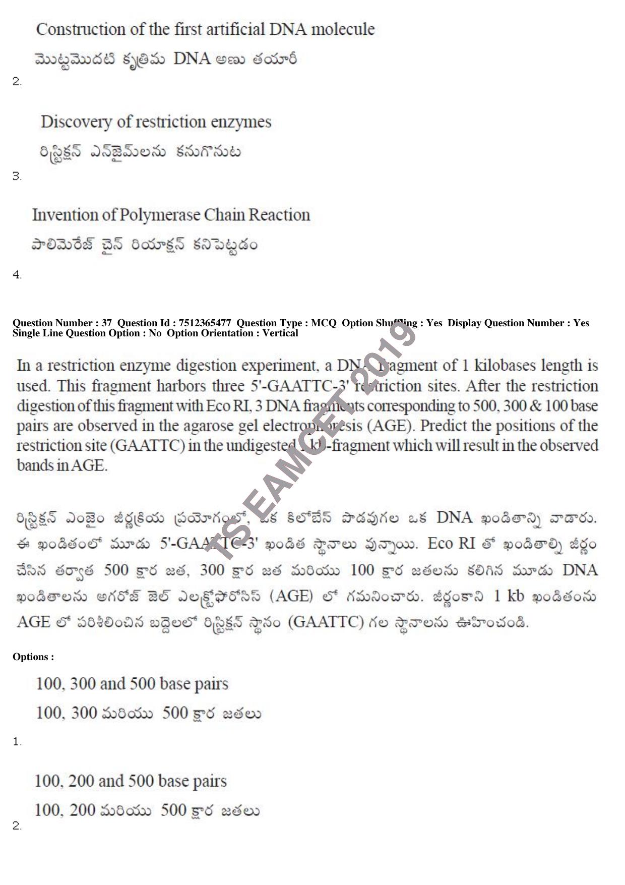 TS EAMCET 2019 Agriculture and Medical Question Paper with Key (8 May 2019 Afternoon) - Page 36