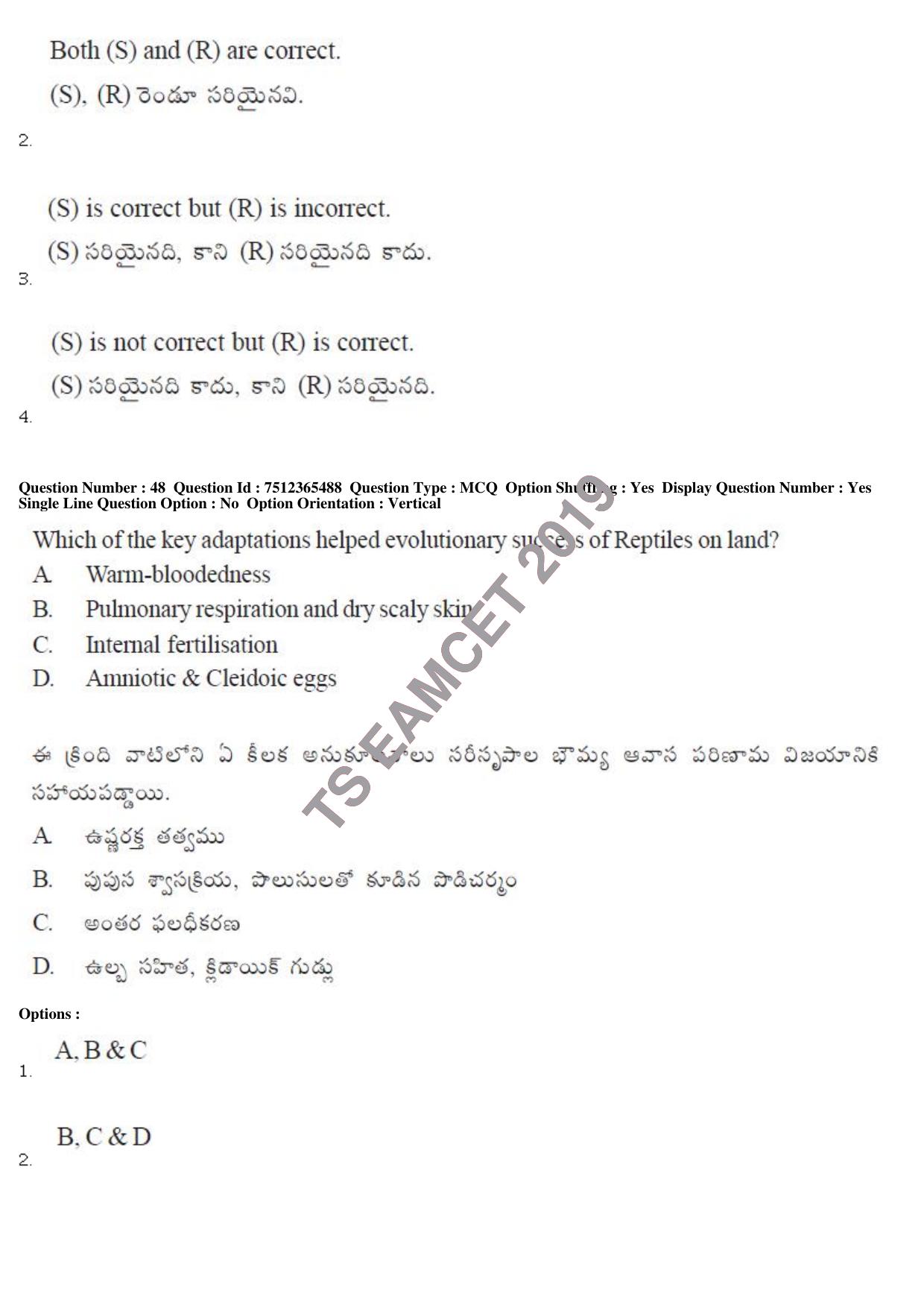 TS EAMCET 2019 Agriculture and Medical Question Paper with Key (8 May 2019 Afternoon) - Page 46