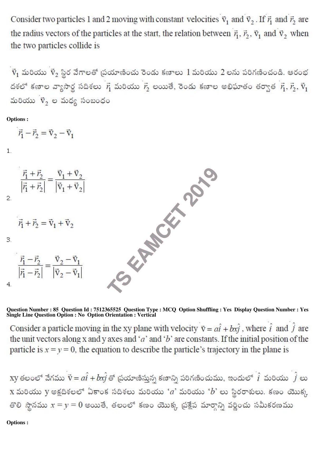 TS EAMCET 2019 Agriculture and Medical Question Paper with Key (8 May 2019 Afternoon) - Page 78