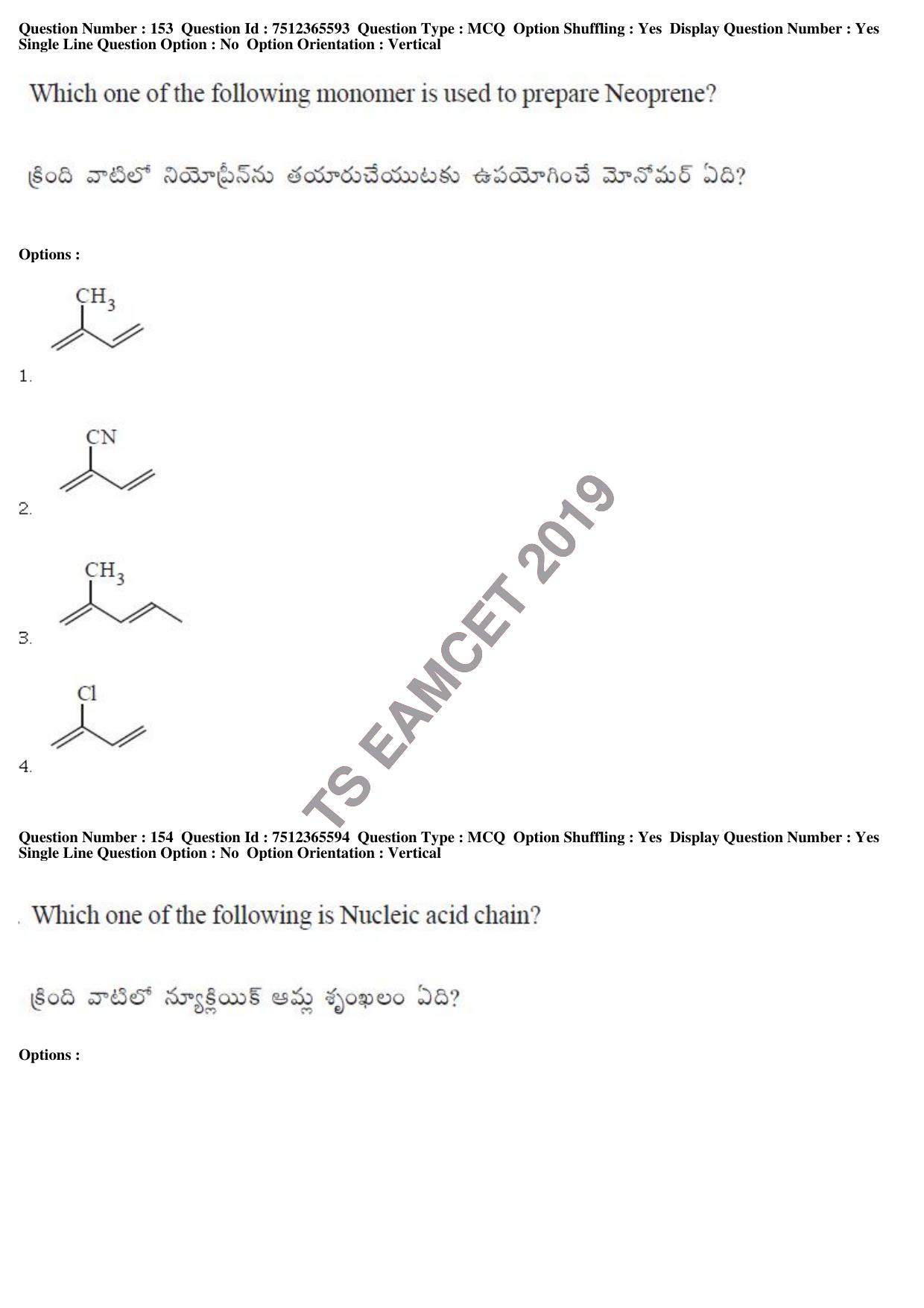TS EAMCET 2019 Agriculture and Medical Question Paper with Key (8 May 2019 Afternoon) - Page 127