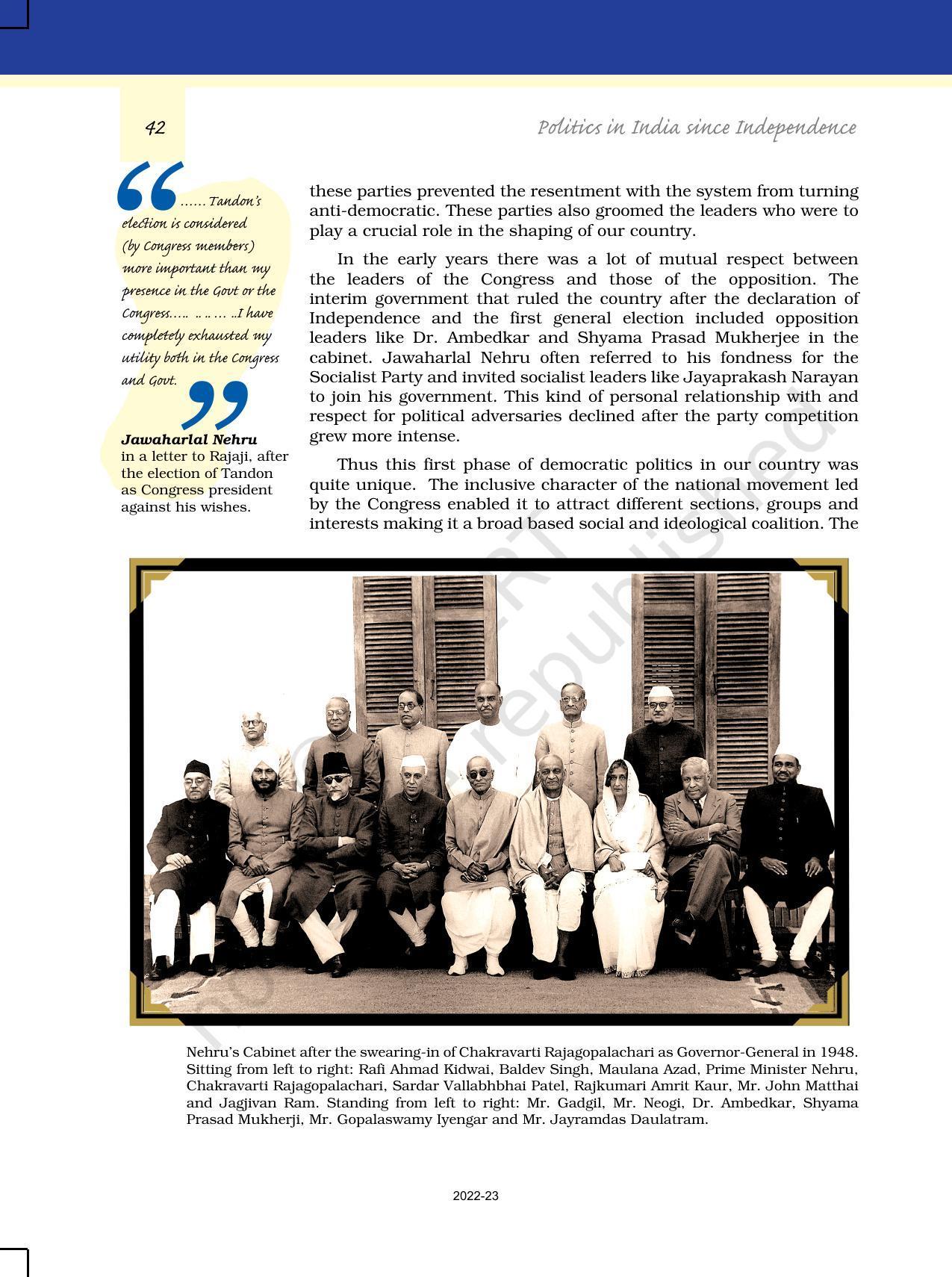 NCERT Book for Class 12 Political Science (Politics In India Since Independence) Chapter 2 Era of One-Party Dominance - Page 17
