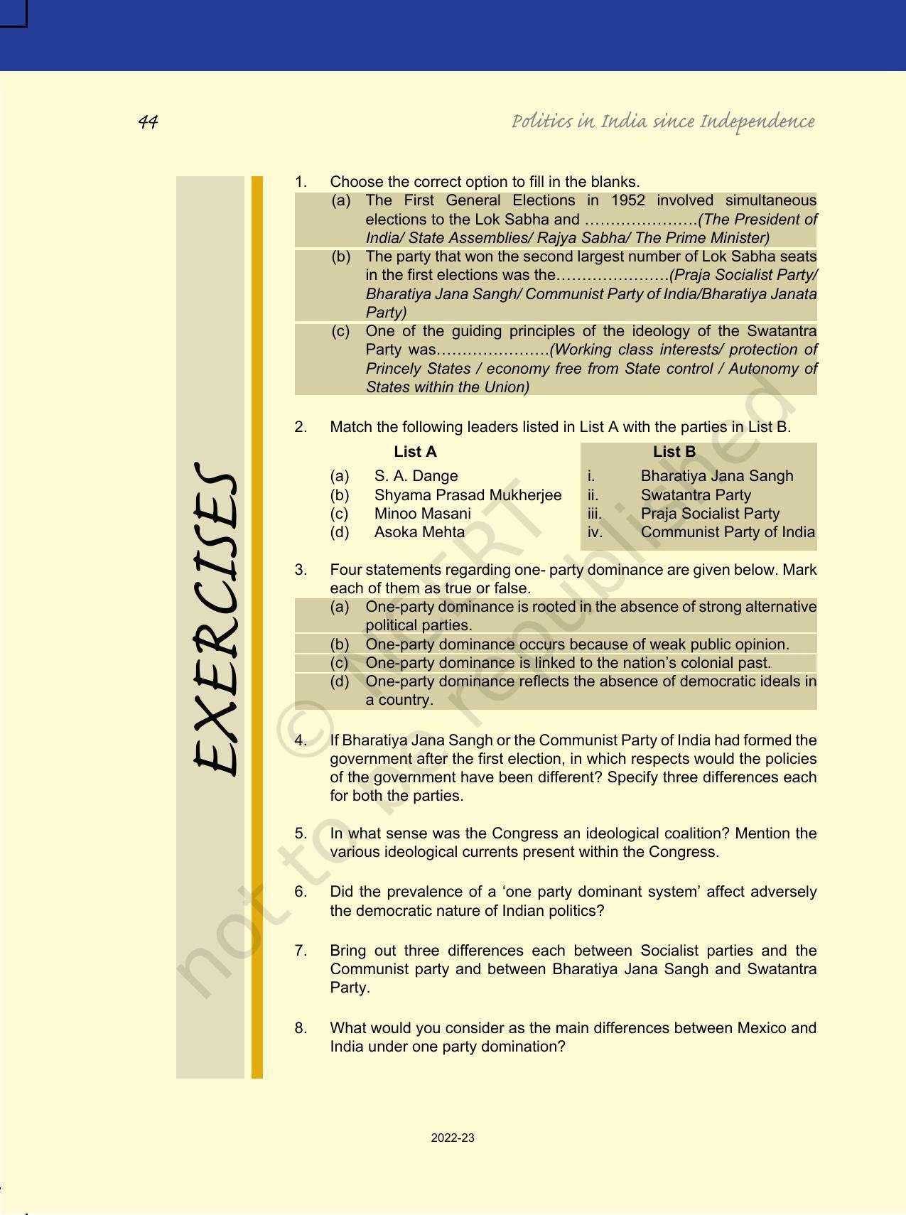 NCERT Book for Class 12 Political Science (Politics In India Since Independence) Chapter 2 Era of One-Party Dominance - Page 19