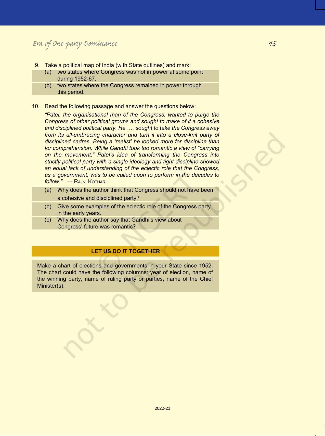 NCERT Book for Class 12 Political Science (Politics In India Since Independence) Chapter 2 Era of One-Party Dominance - Page 20