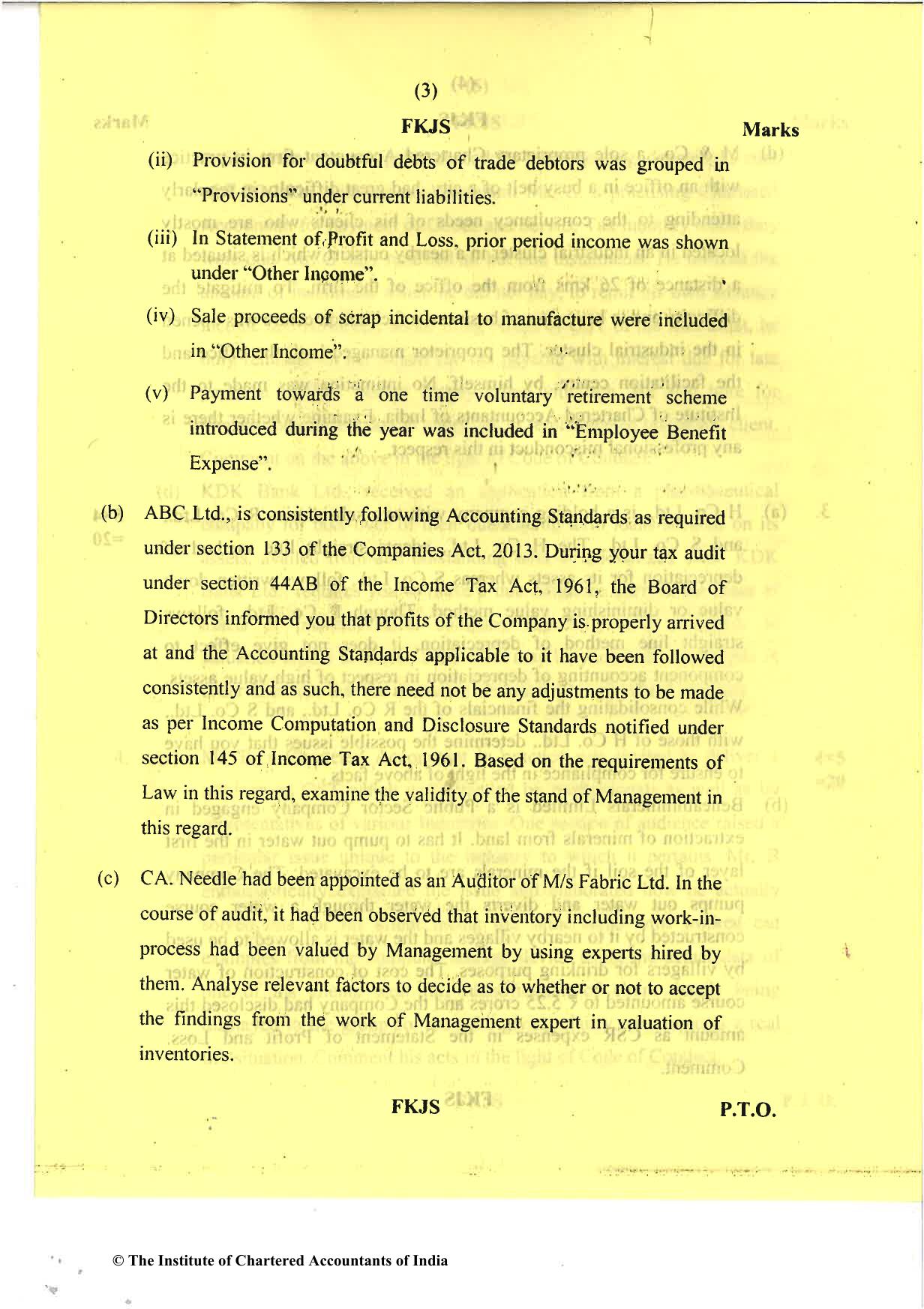 CA Final May 2018 Question Paper - Paper 3 – Advanced Auditing and Professional Ethics - Page 3