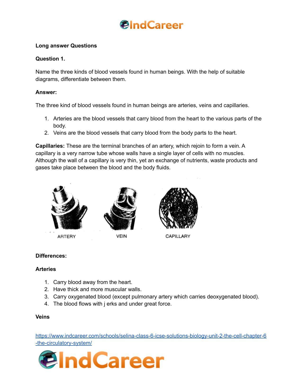 Selina Class 6 ICSE Solutions Biology (Unit 2) - The Cell: Chapter 6- The Circulatory System - Page 8