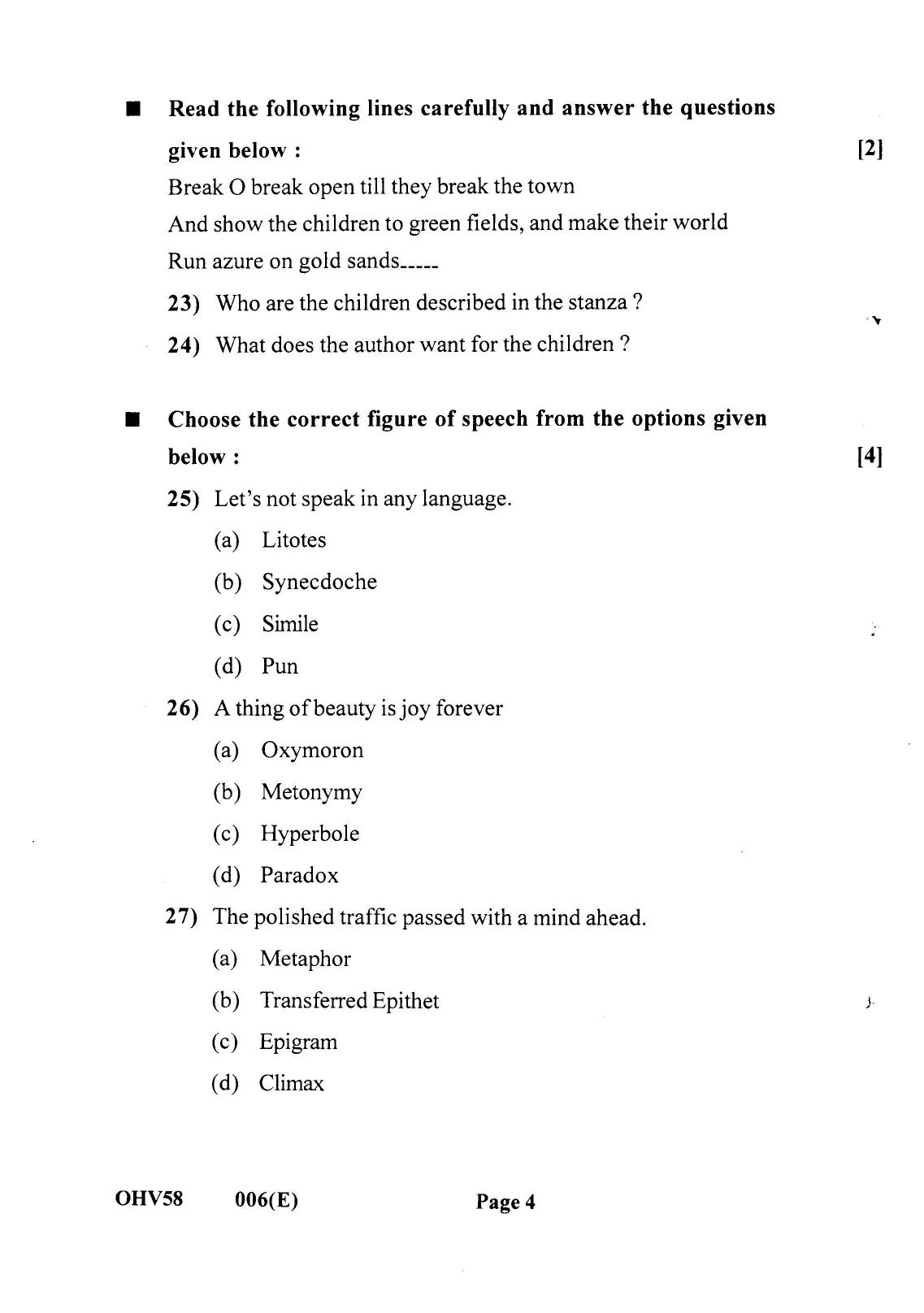 Gujarat Board Class 12th Question Paper 2022: (F.L) English - Page 4