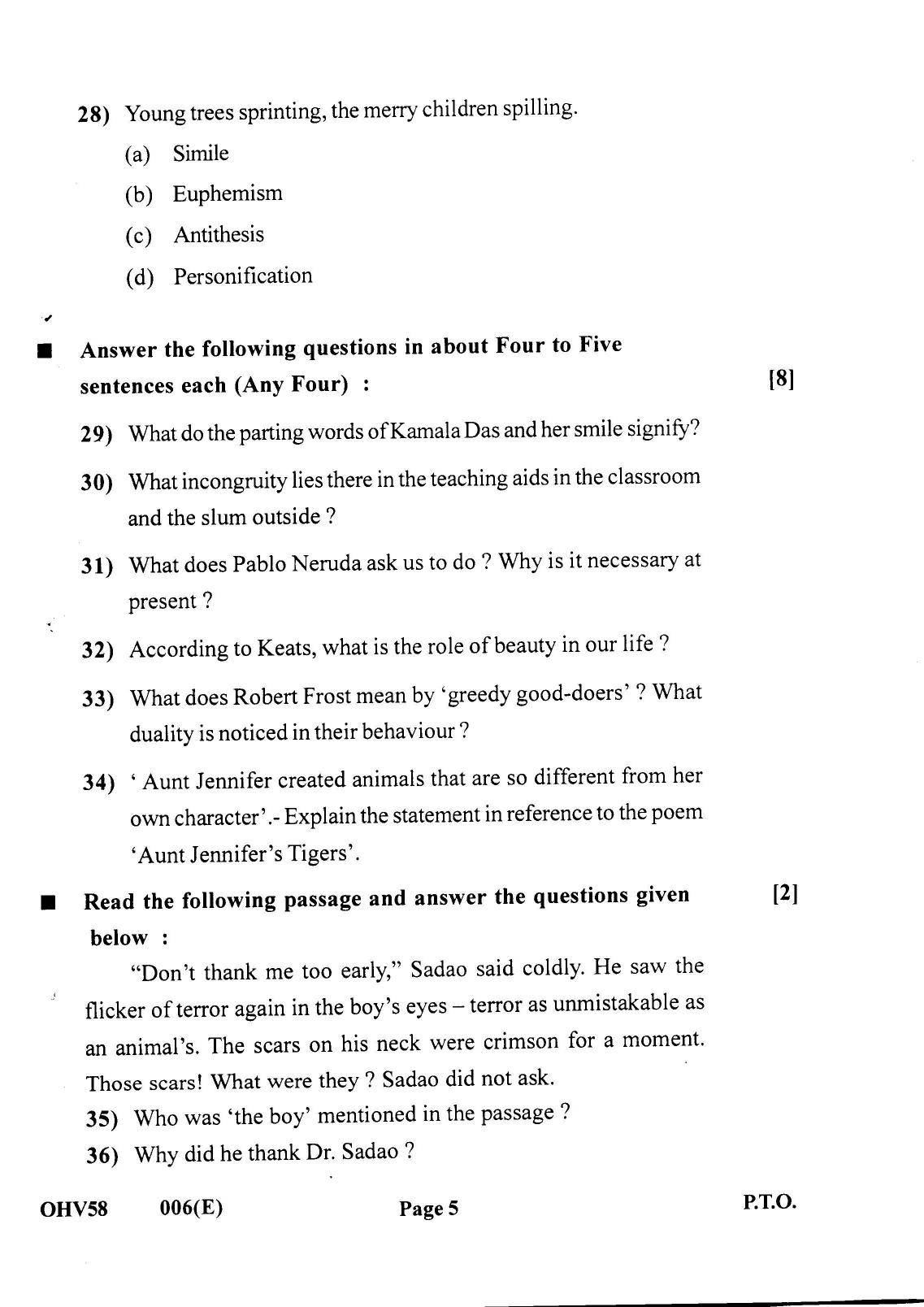 Gujarat Board Class 12th Question Paper 2022: (F.L) English - Page 5