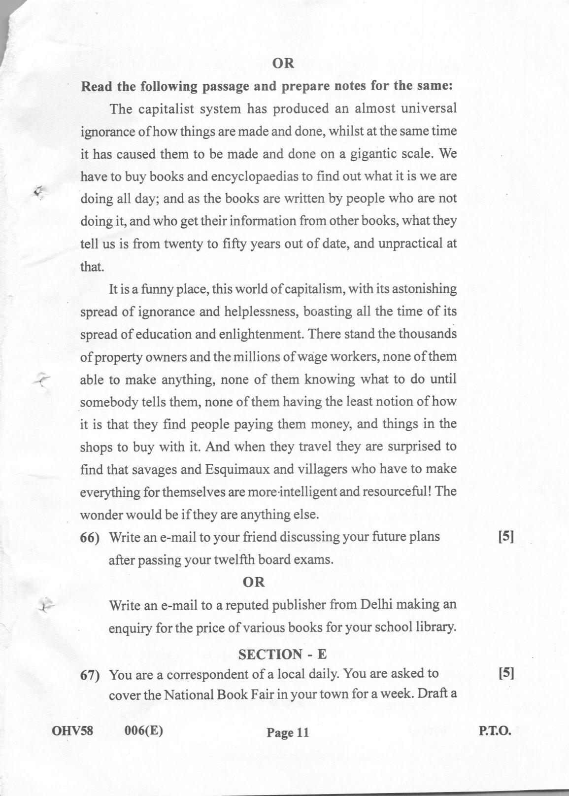 Gujarat Board Class 12th Question Paper 2022: (F.L) English - Page 11