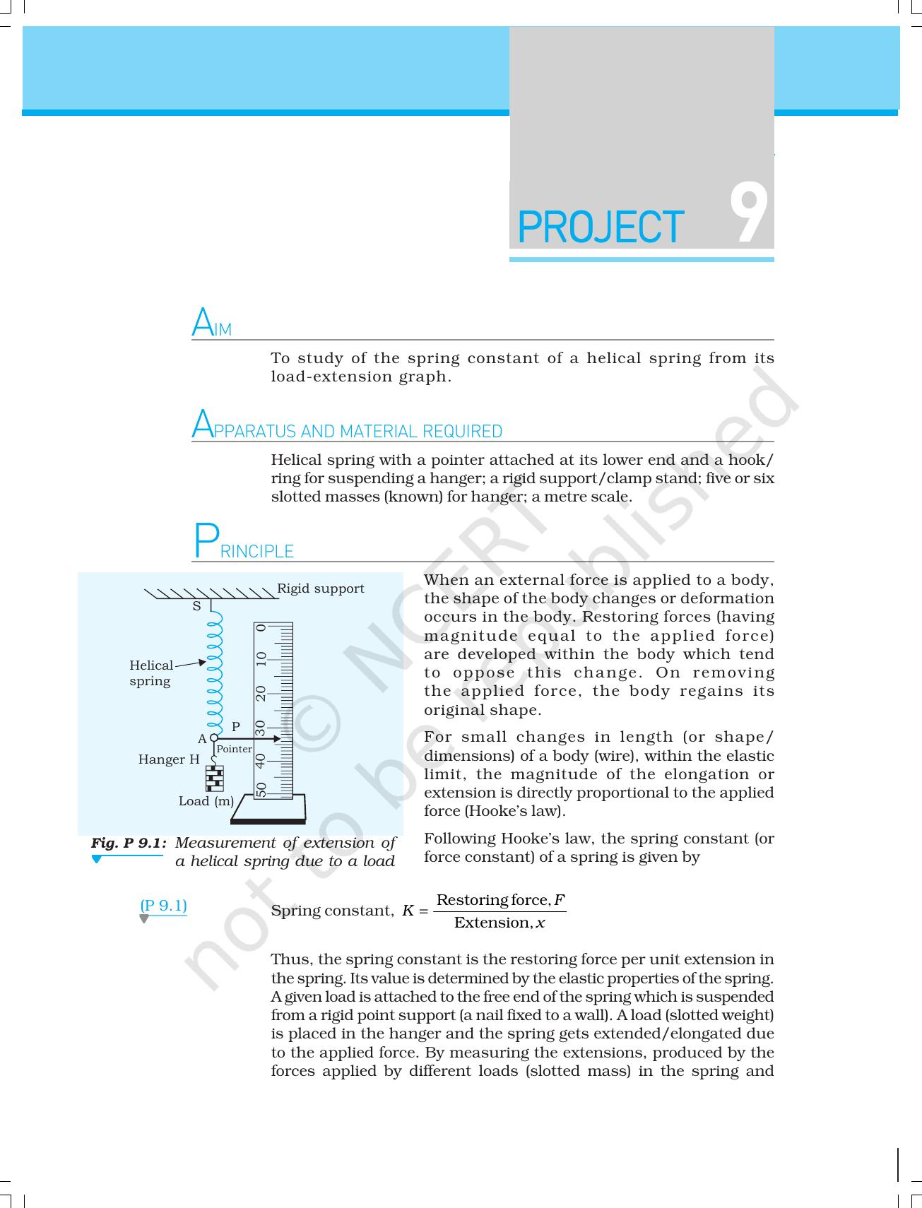 NCERT Laboratory Manuals for Class XI Physics - Project 9 - Page 1