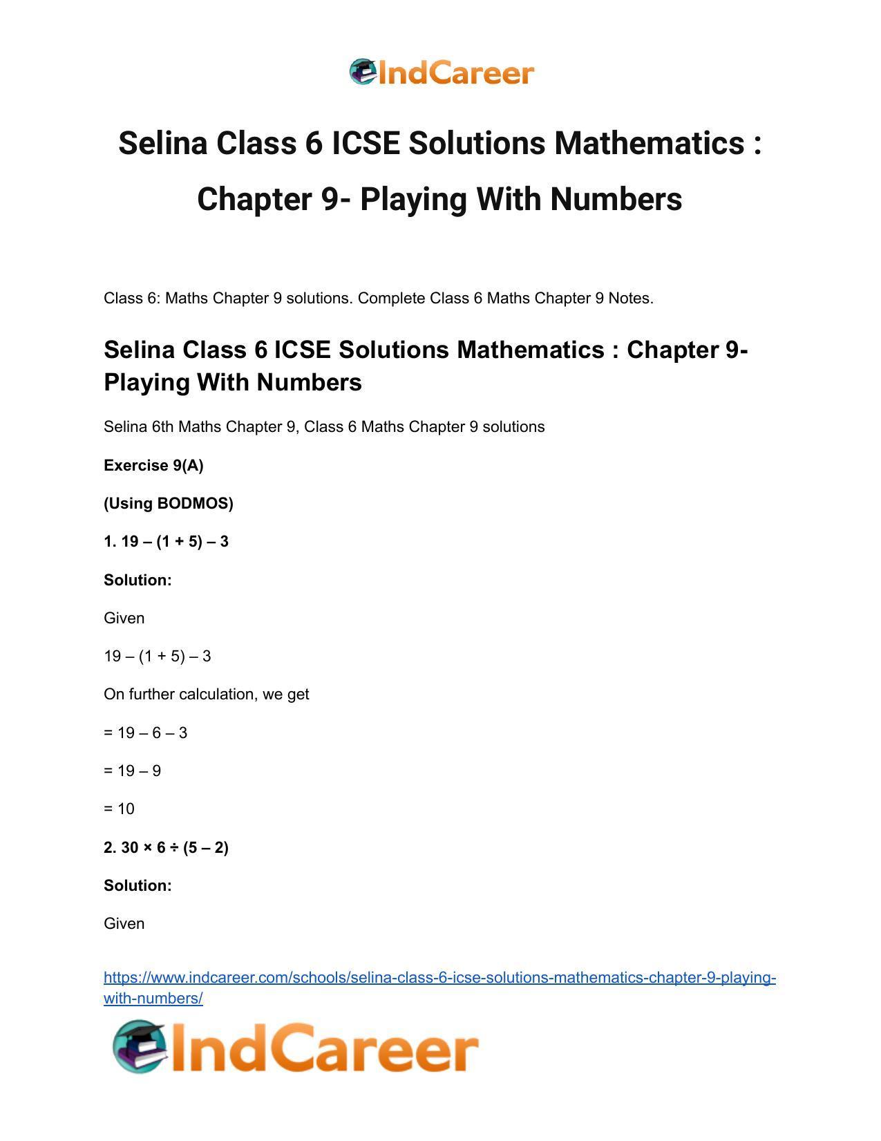 Selina Class 6 ICSE Solutions Mathematics : Chapter 9- Playing With Numbers - Page 2
