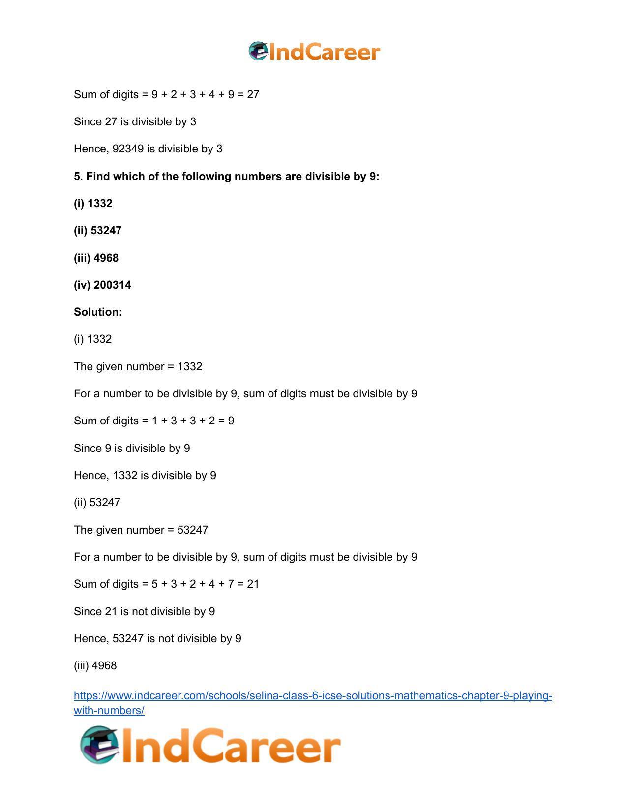 Selina Class 6 ICSE Solutions Mathematics : Chapter 9- Playing With Numbers - Page 21