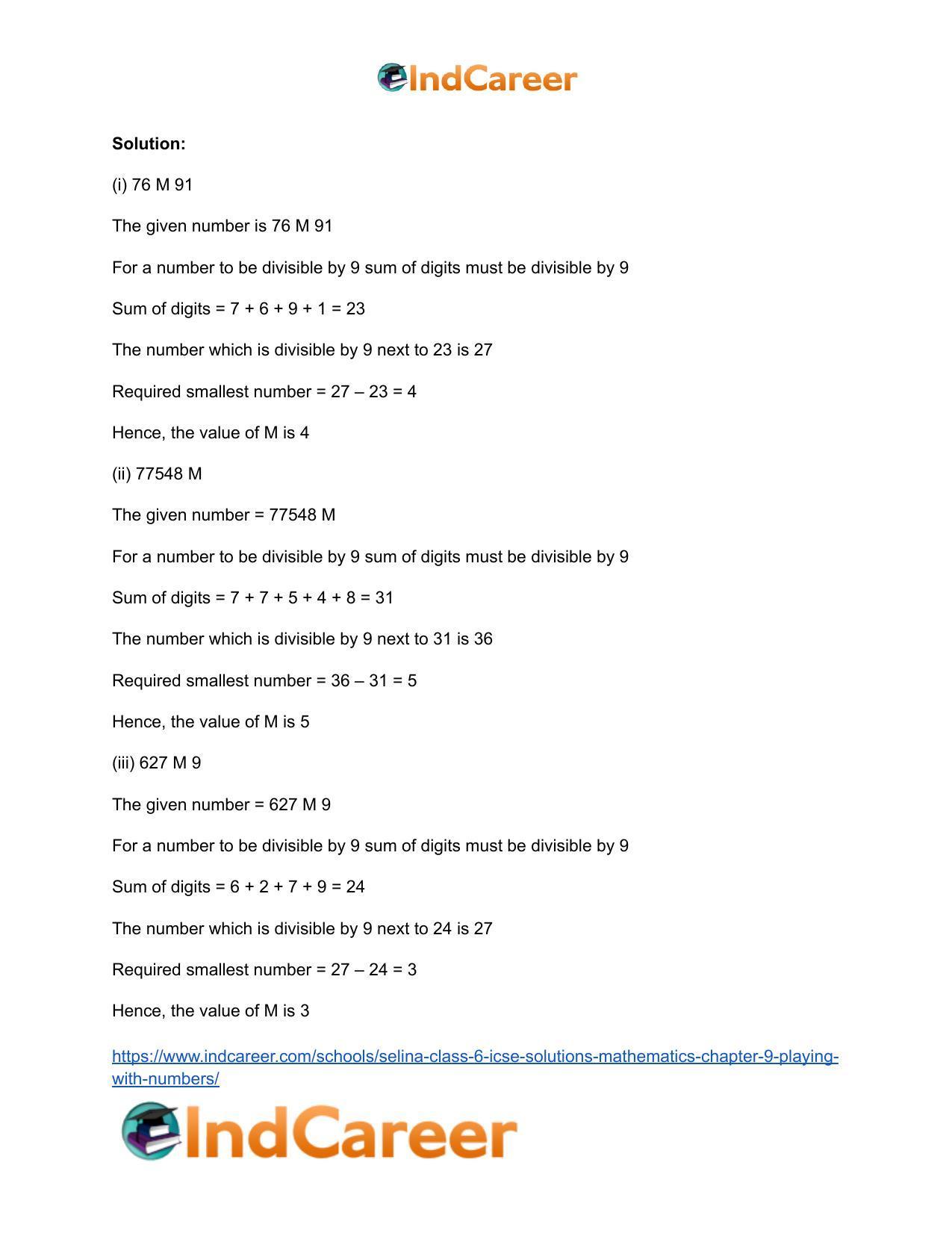 Selina Class 6 ICSE Solutions Mathematics : Chapter 9- Playing With Numbers - Page 31