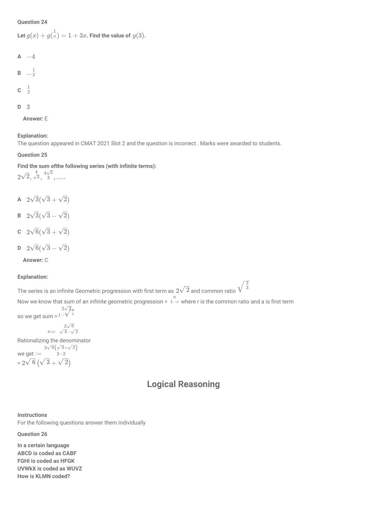 CMAT 2021 Question Paper Slot 2 - Page 13