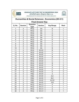 GATE 2024 Humanities & Social Sciences - Economics (XH-C1) Answer Key