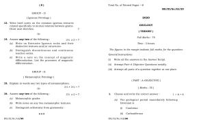 Meghalaya Board (MBOSE) Class 11 Geology 2020 Question Paper