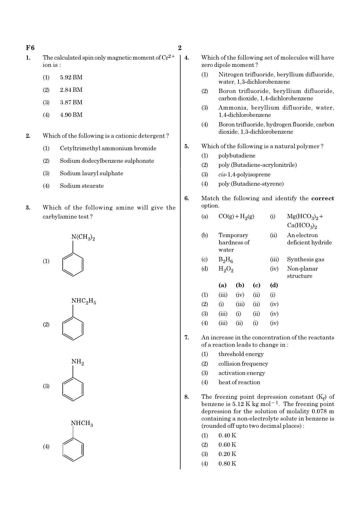NEET F6 2020 Question Paper - Page 2