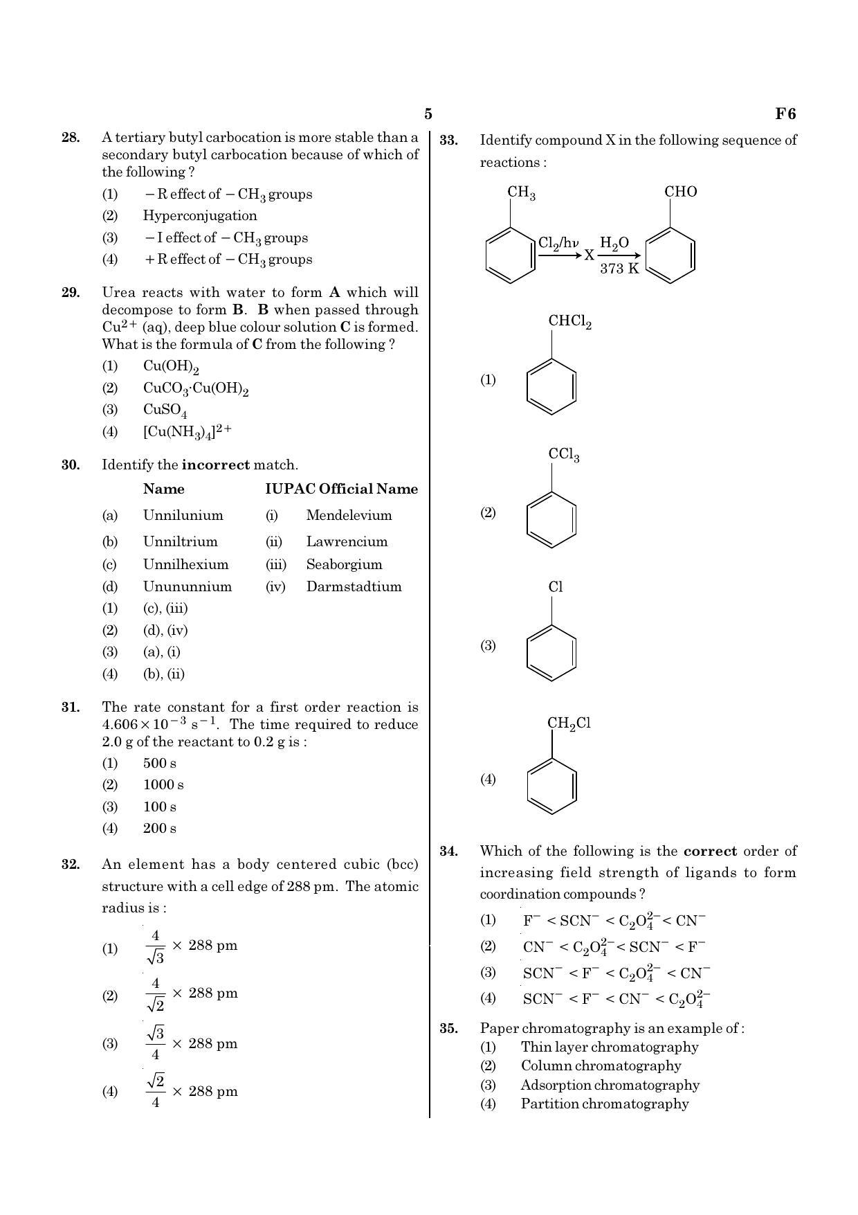 NEET F6 2020 Question Paper - Page 5