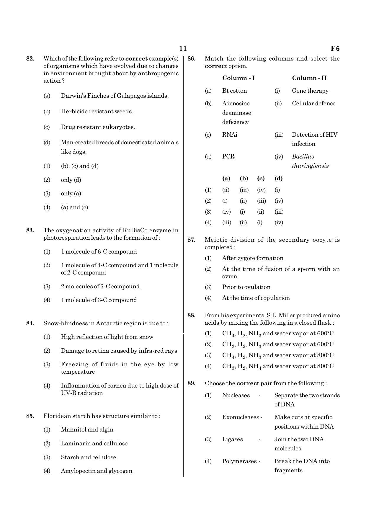 NEET F6 2020 Question Paper - Page 11