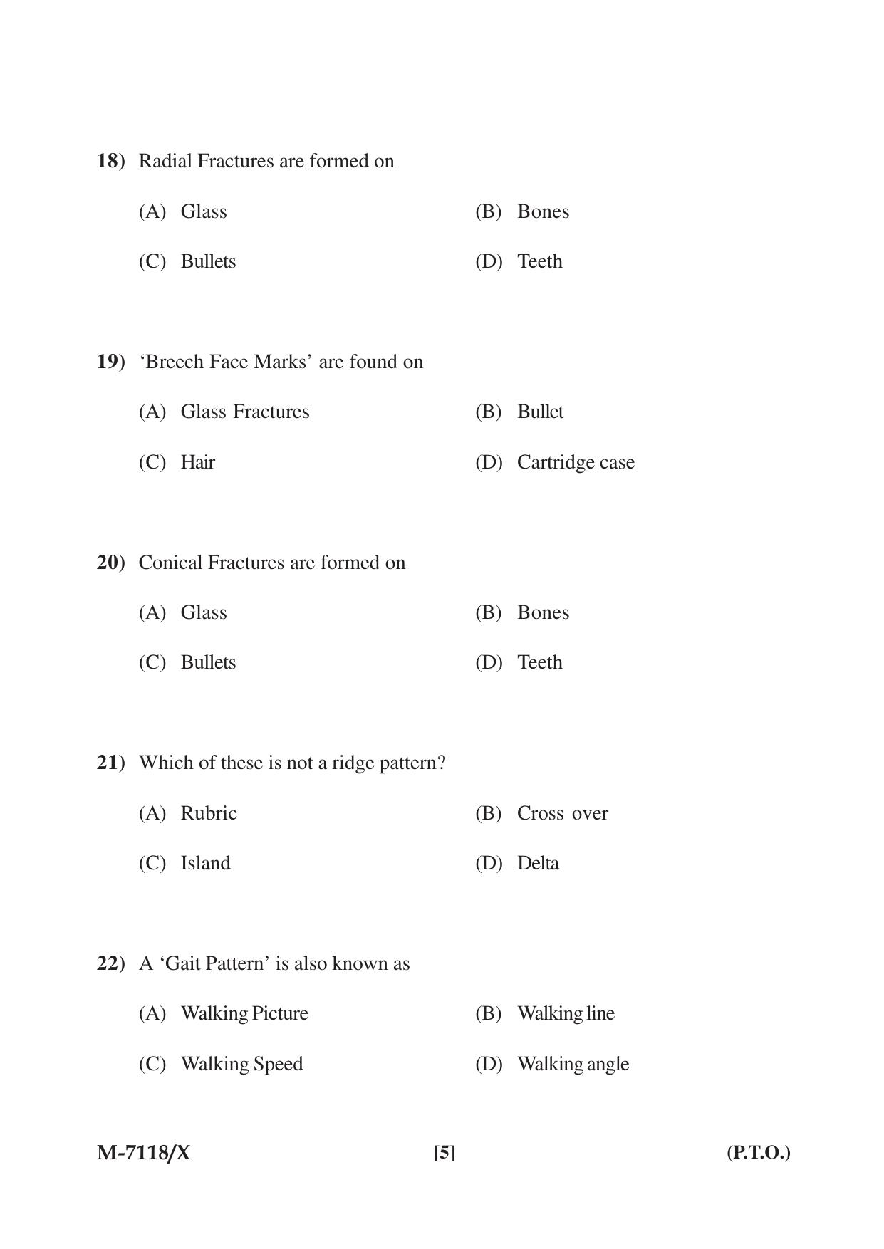 Mysore University PG Entrance Exam 2019: Criminology & Forensic Science Question Paper - Page 5