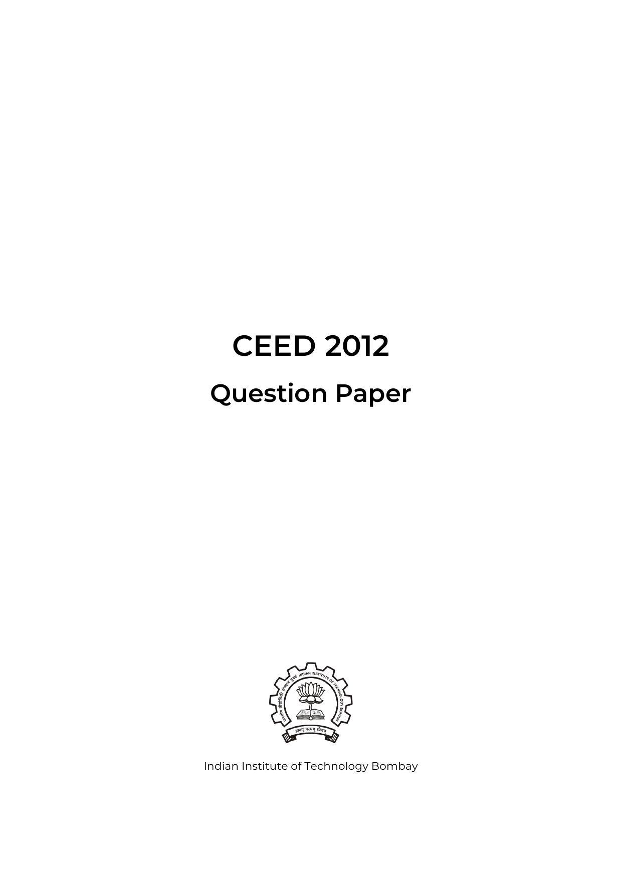 CEED 2012 Question Paper - Page 1