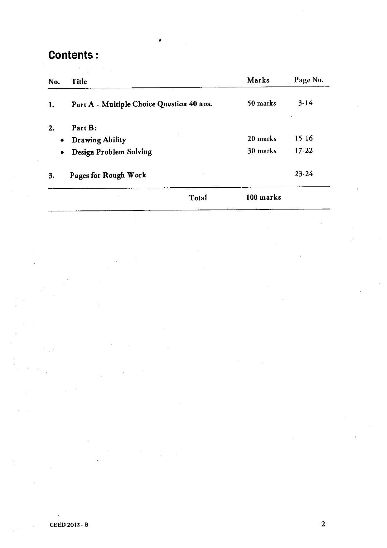 CEED 2012 Question Paper - Page 2