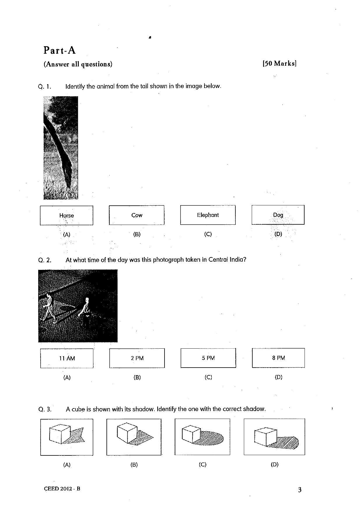 CEED 2012 Question Paper - Page 3