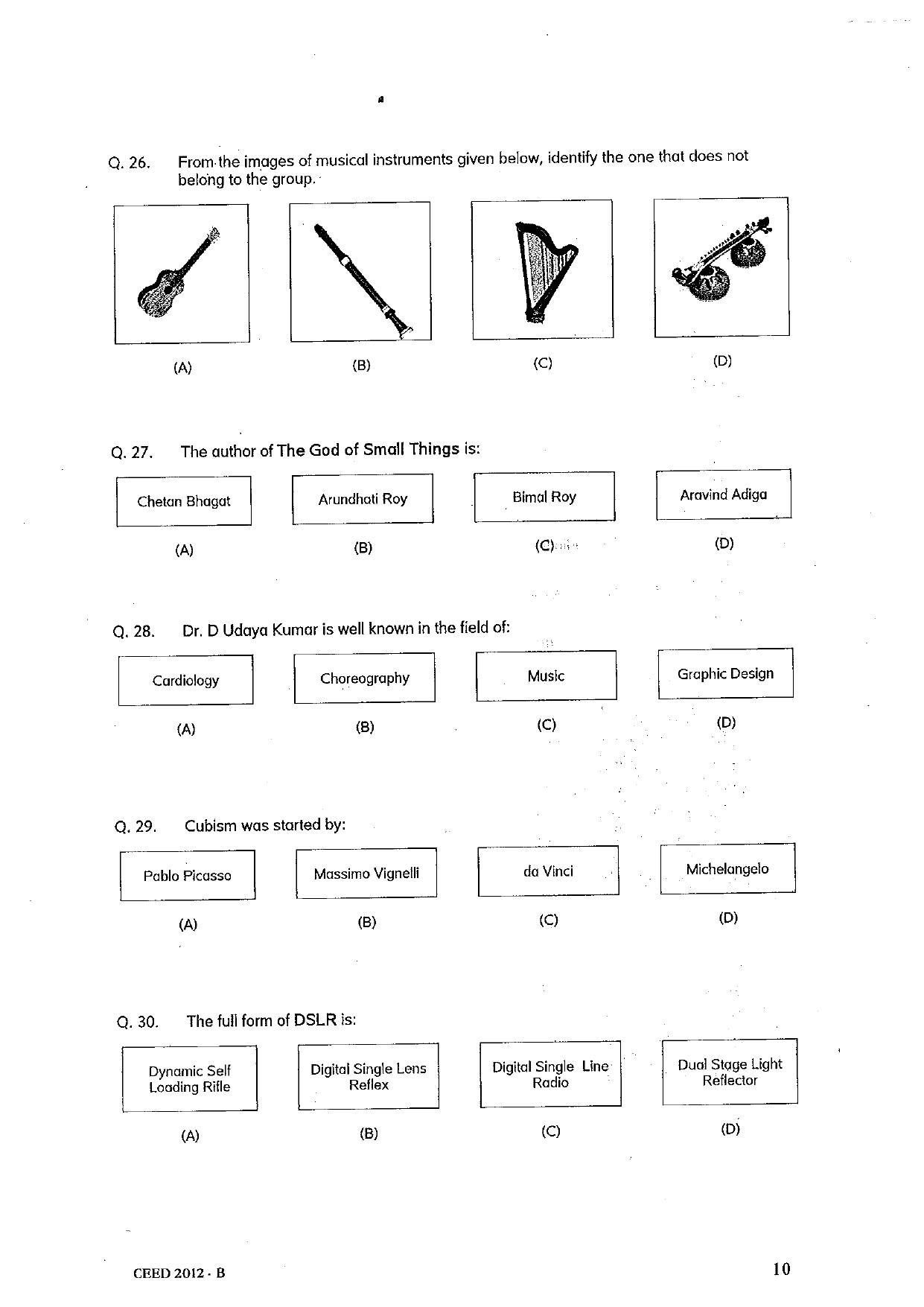 CEED 2012 Question Paper - Page 10