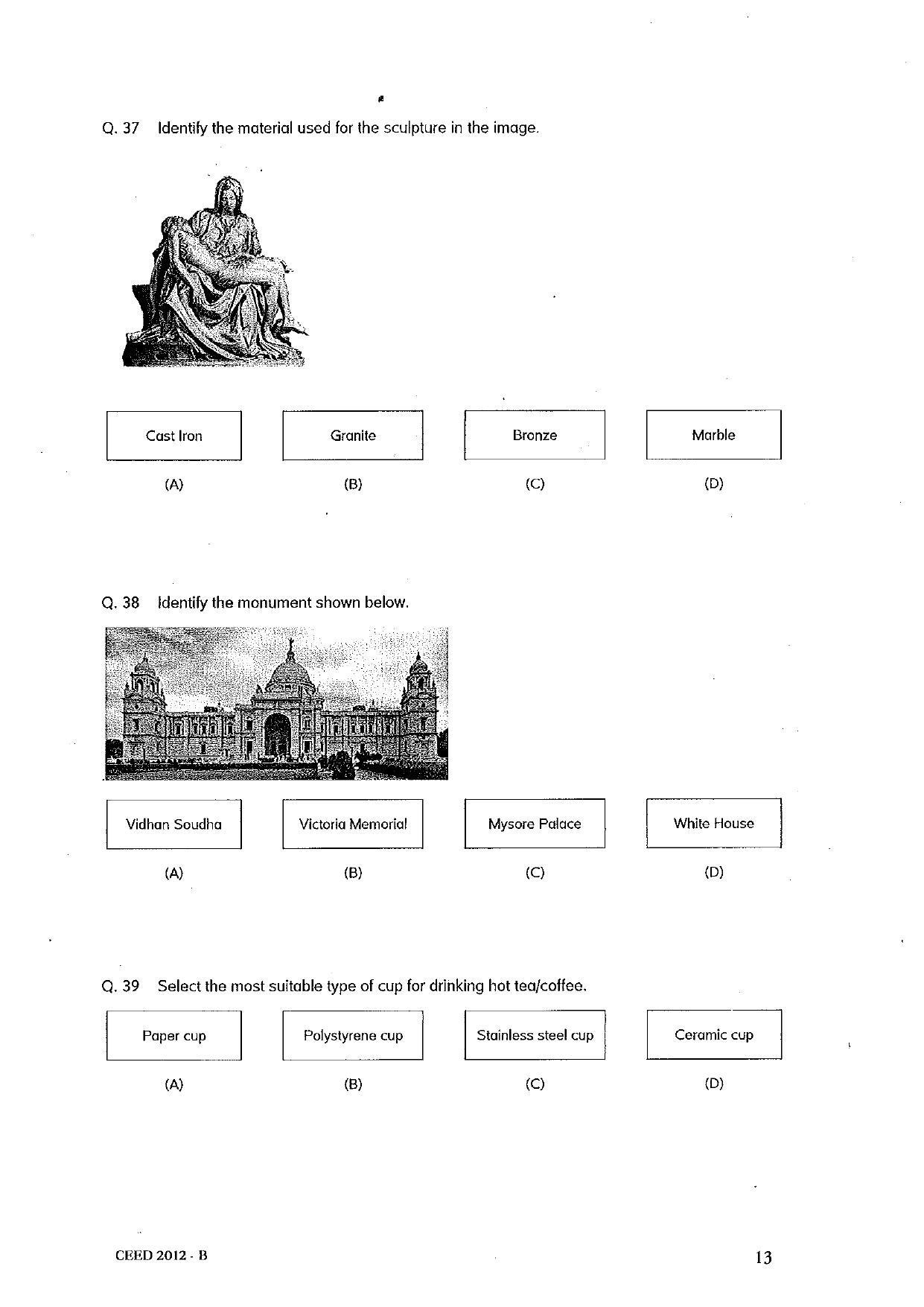 CEED 2012 Question Paper - Page 13