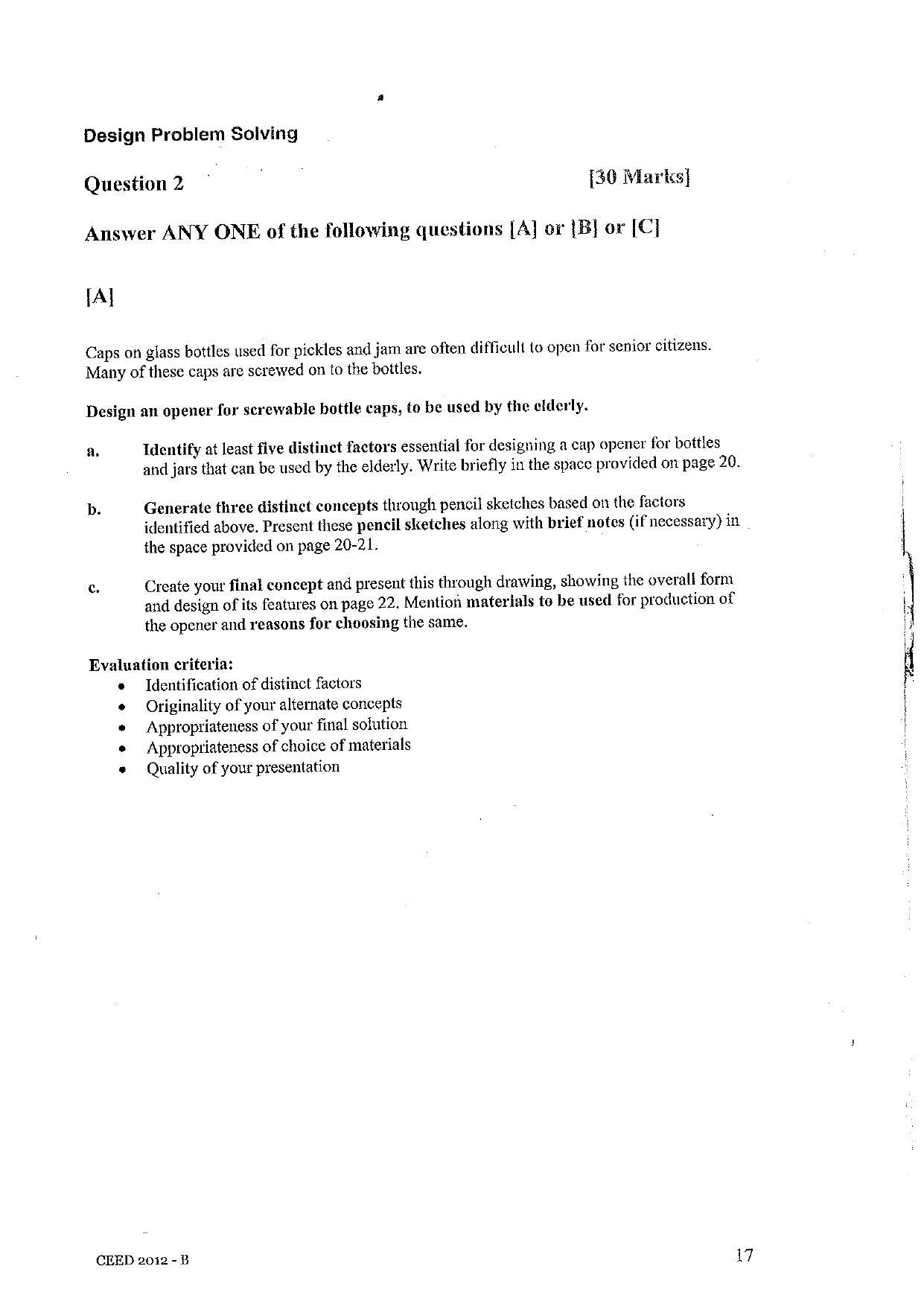 CEED 2012 Question Paper - Page 17
