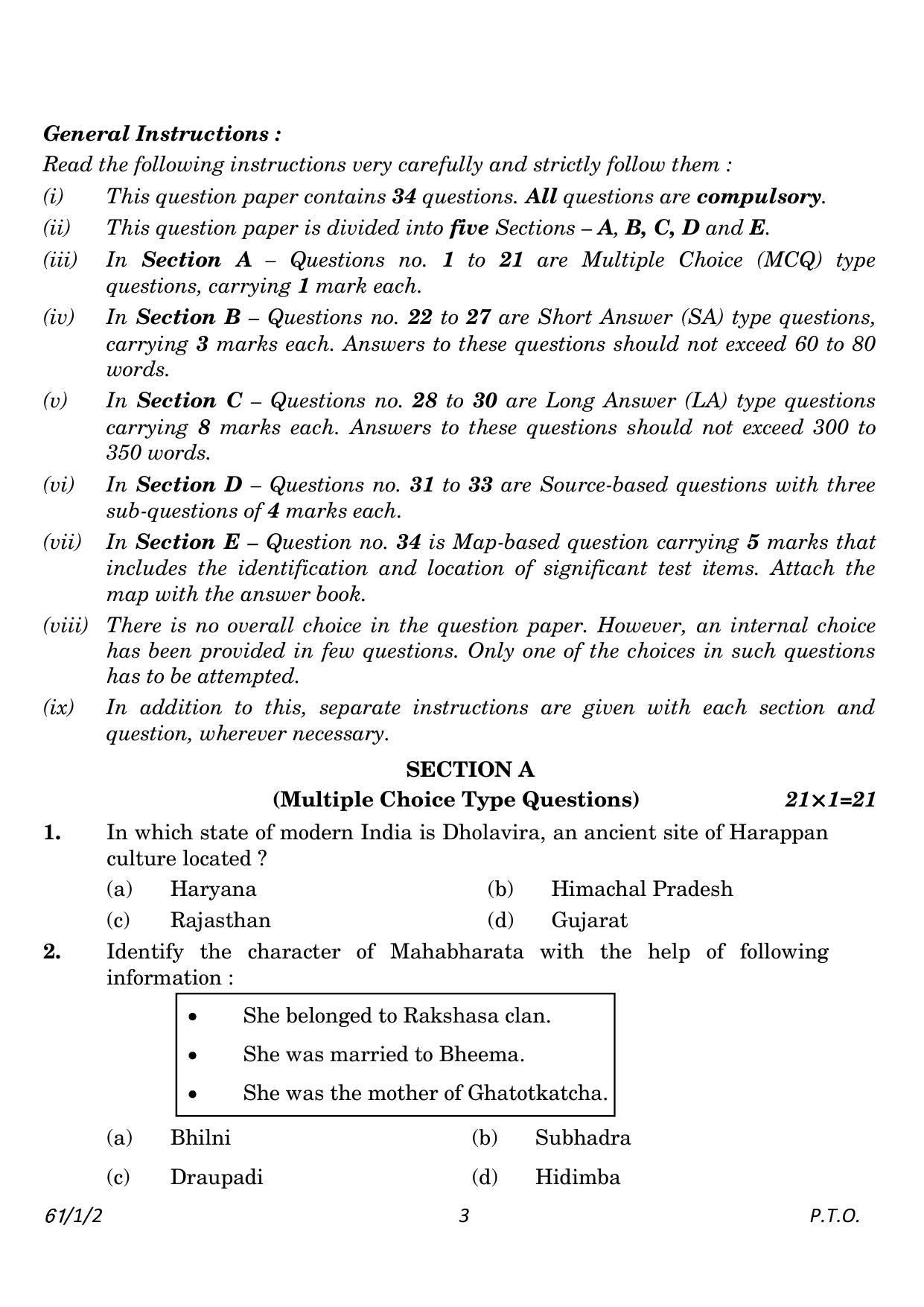 CBSE Class 12 61-1-2 History 2023 Question Paper - Page 3