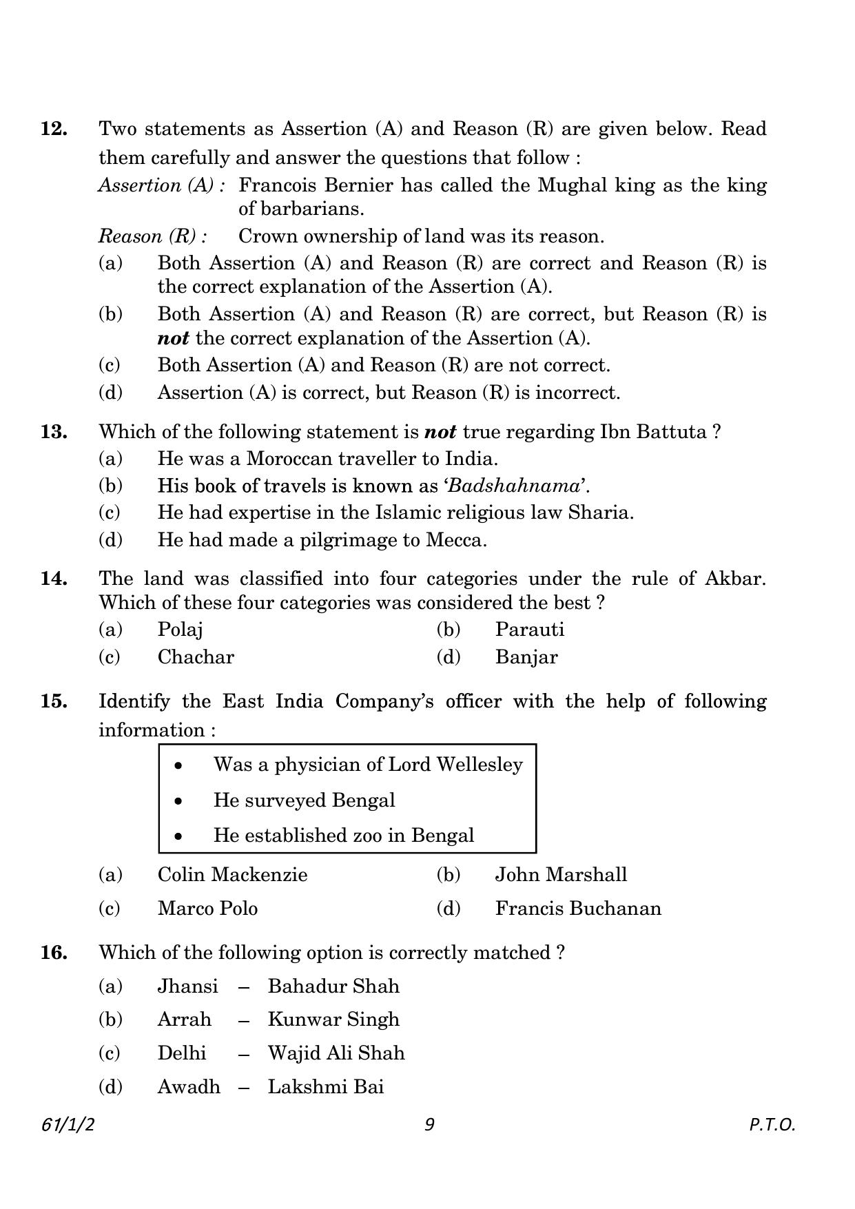 CBSE Class 12 61-1-2 History 2023 Question Paper - Page 9