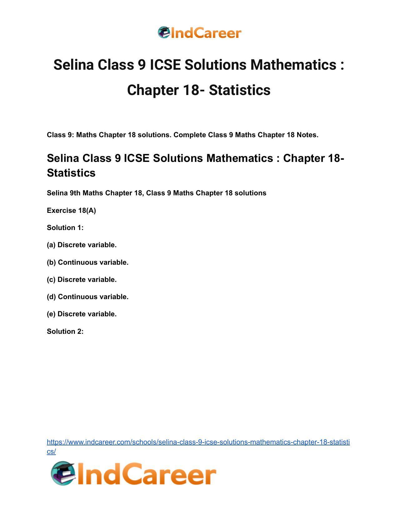 Selina Class 9 ICSE Solutions Mathematics : Chapter 18- Statistics - Page 2