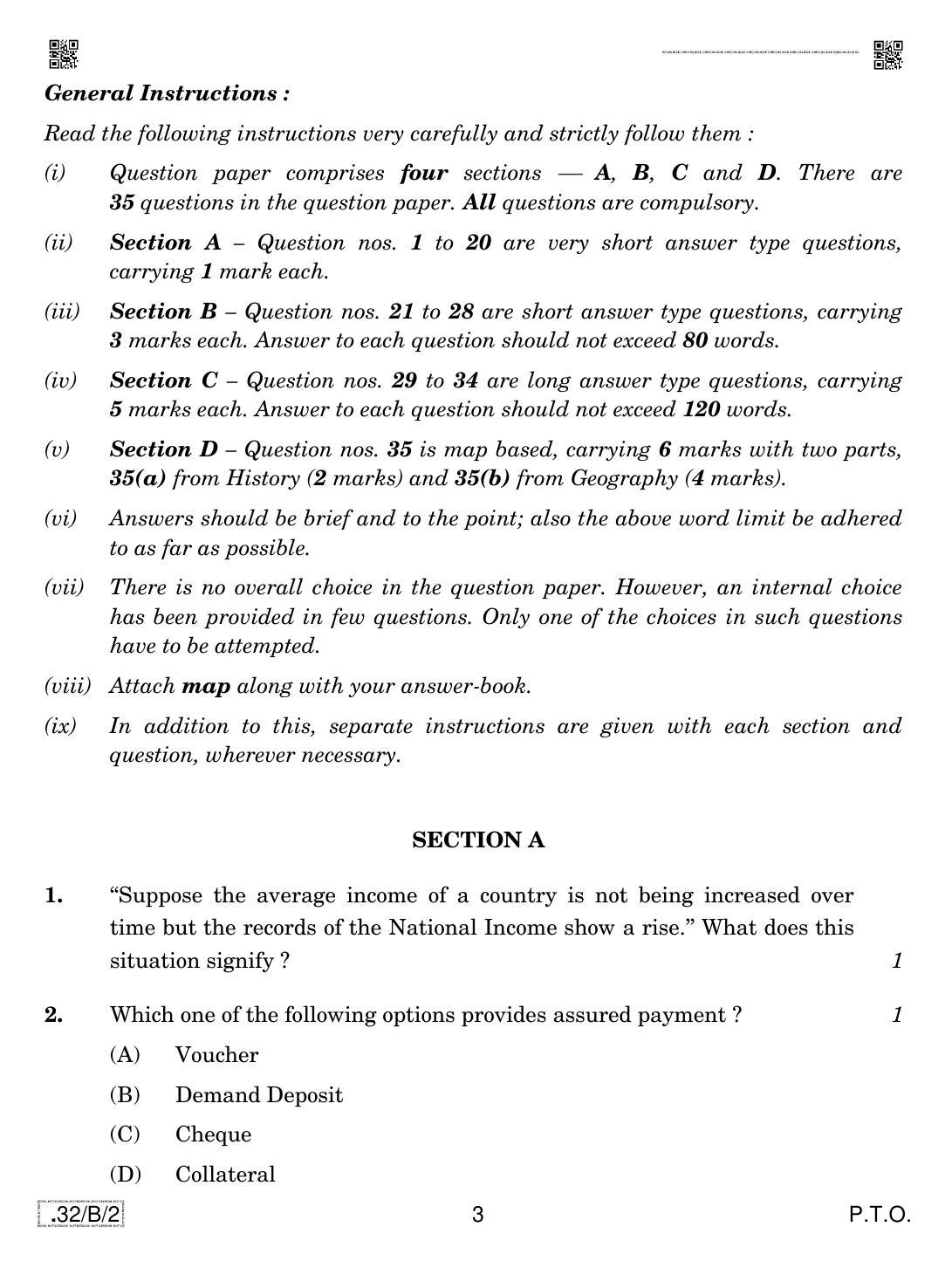 CBSE Class 10 32-C-2 Social Science 2020 Compartment Question Paper - Page 3