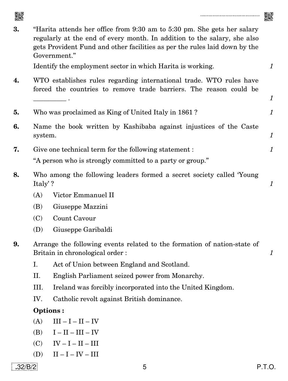 CBSE Class 10 32-C-2 Social Science 2020 Compartment Question Paper - Page 5