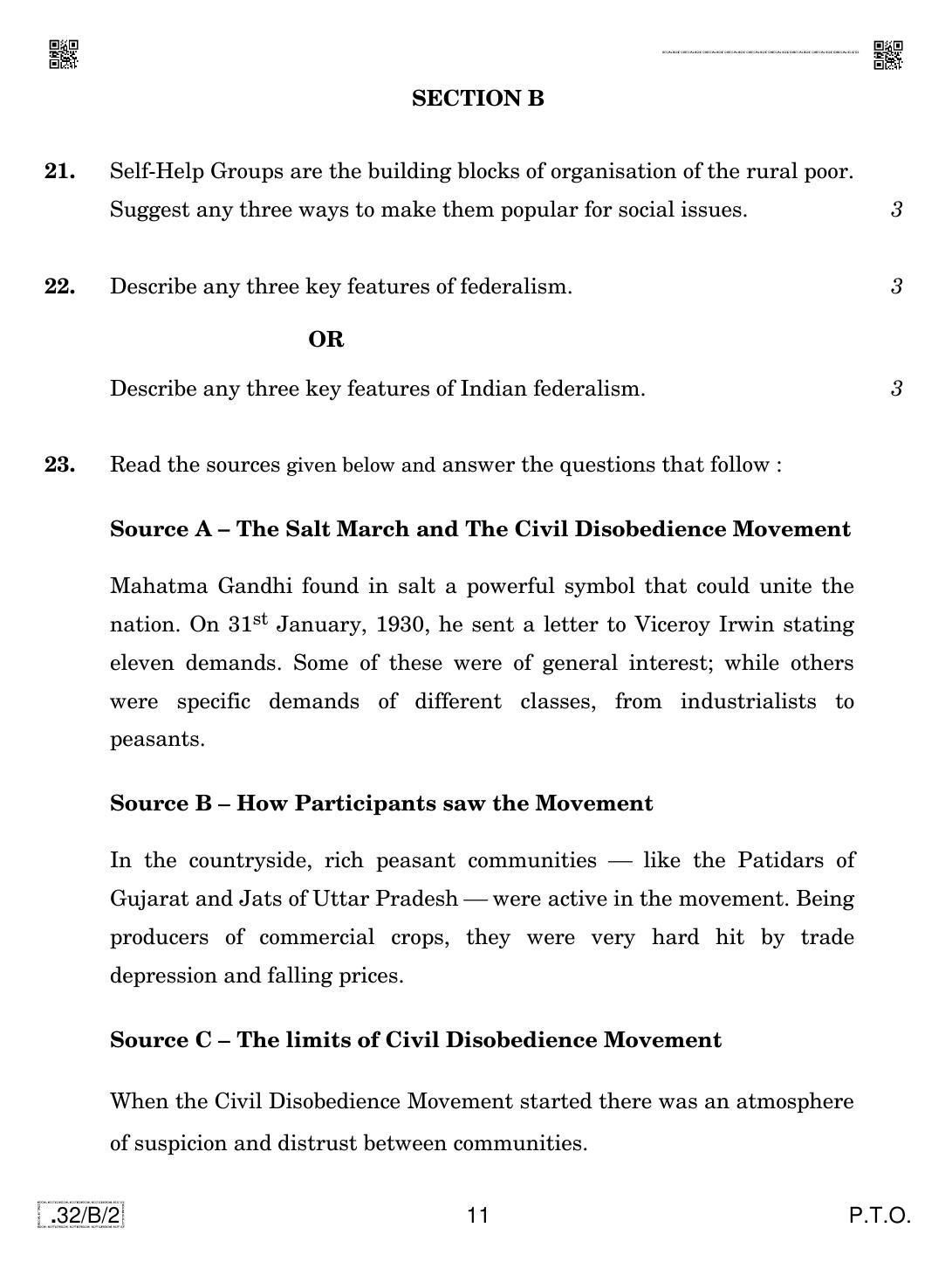 CBSE Class 10 32-C-2 Social Science 2020 Compartment Question Paper - Page 11