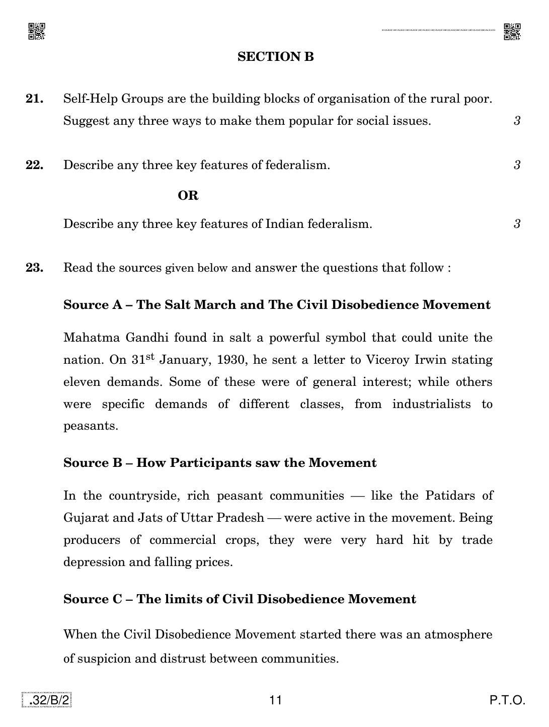 CBSE Class 10 32-C-2 Social Science 2020 Compartment Question Paper - Page 11