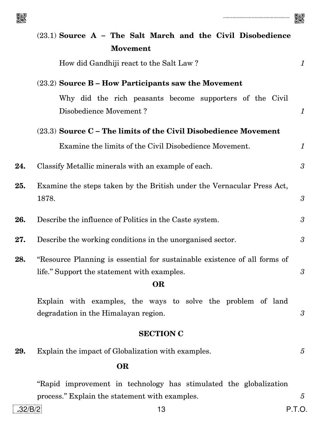 CBSE Class 10 32-C-2 Social Science 2020 Compartment Question Paper - Page 13