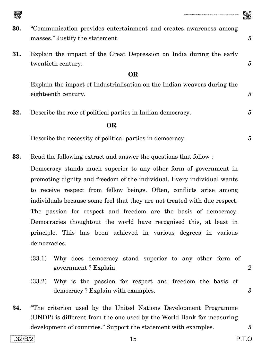 CBSE Class 10 32-C-2 Social Science 2020 Compartment Question Paper - Page 15