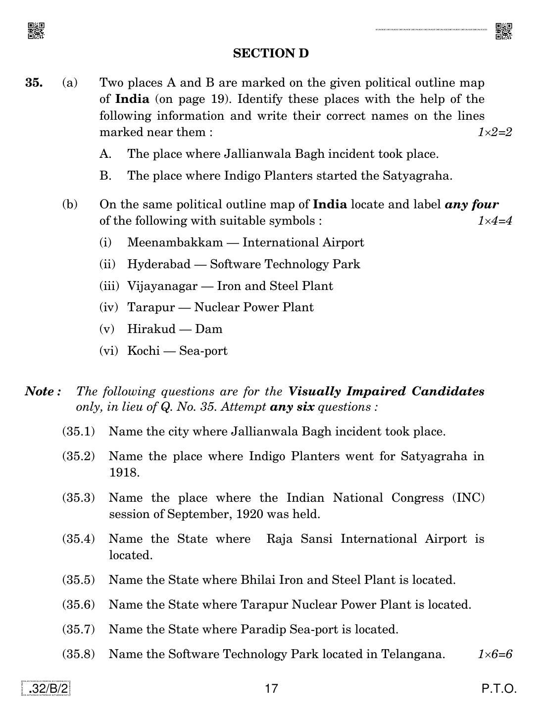 CBSE Class 10 32-C-2 Social Science 2020 Compartment Question Paper - Page 17