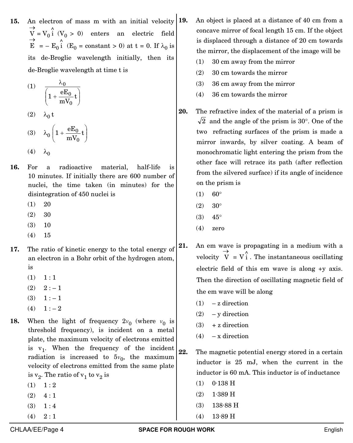 NEET English EE 2019 Question Paper - Page 4