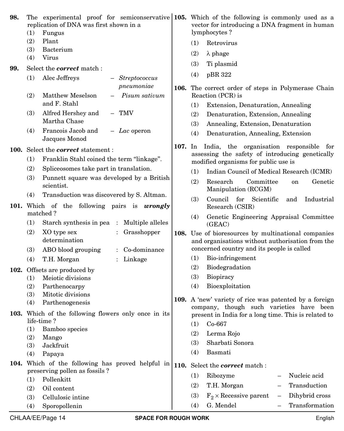 NEET English EE 2019 Question Paper - Page 14