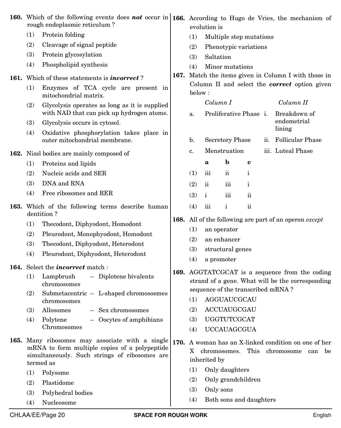 NEET English EE 2019 Question Paper - Page 20