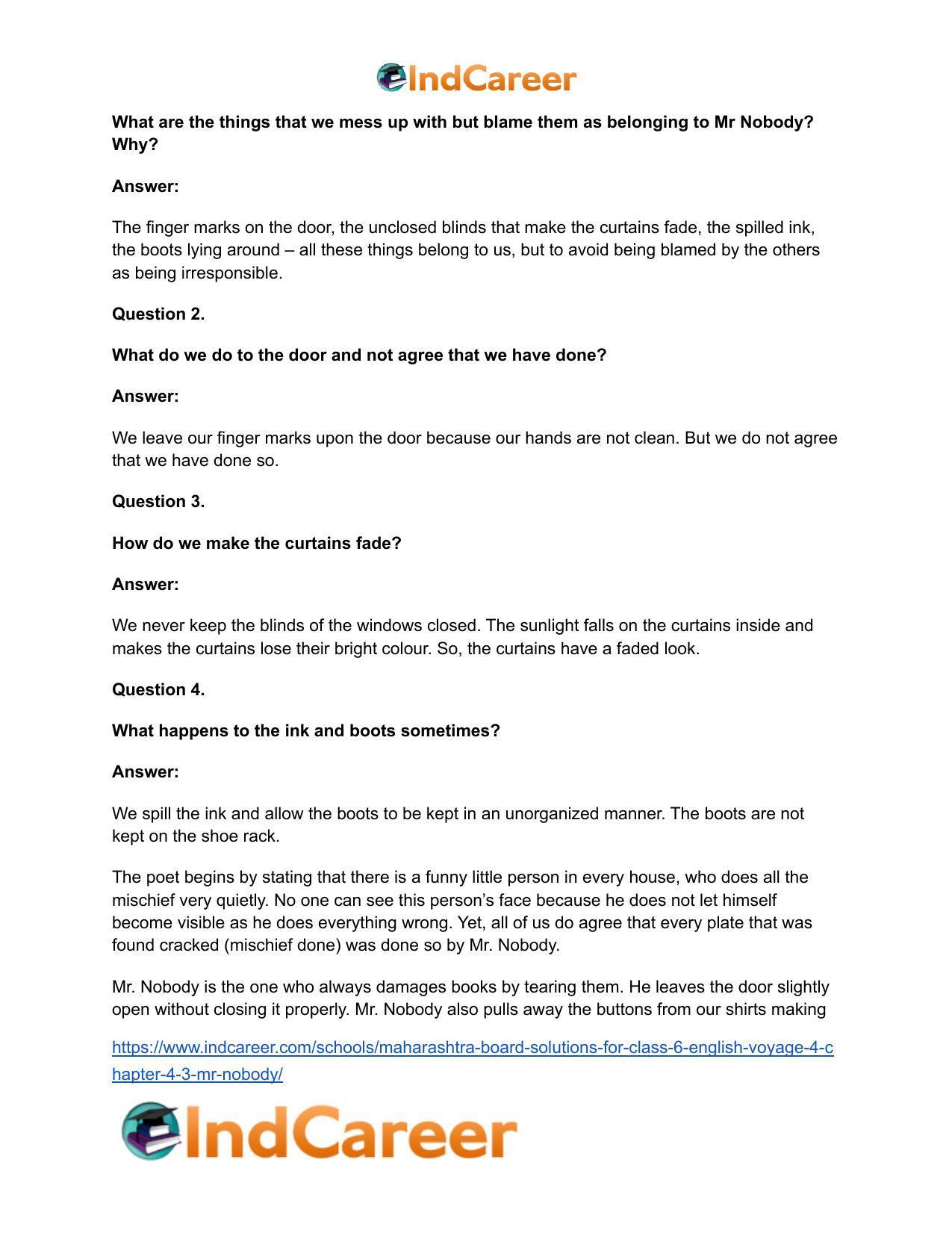 Maharashtra Board Solutions for Class 6- English (Voyage 4): Chapter 4.3- Mr Nobody - Page 9