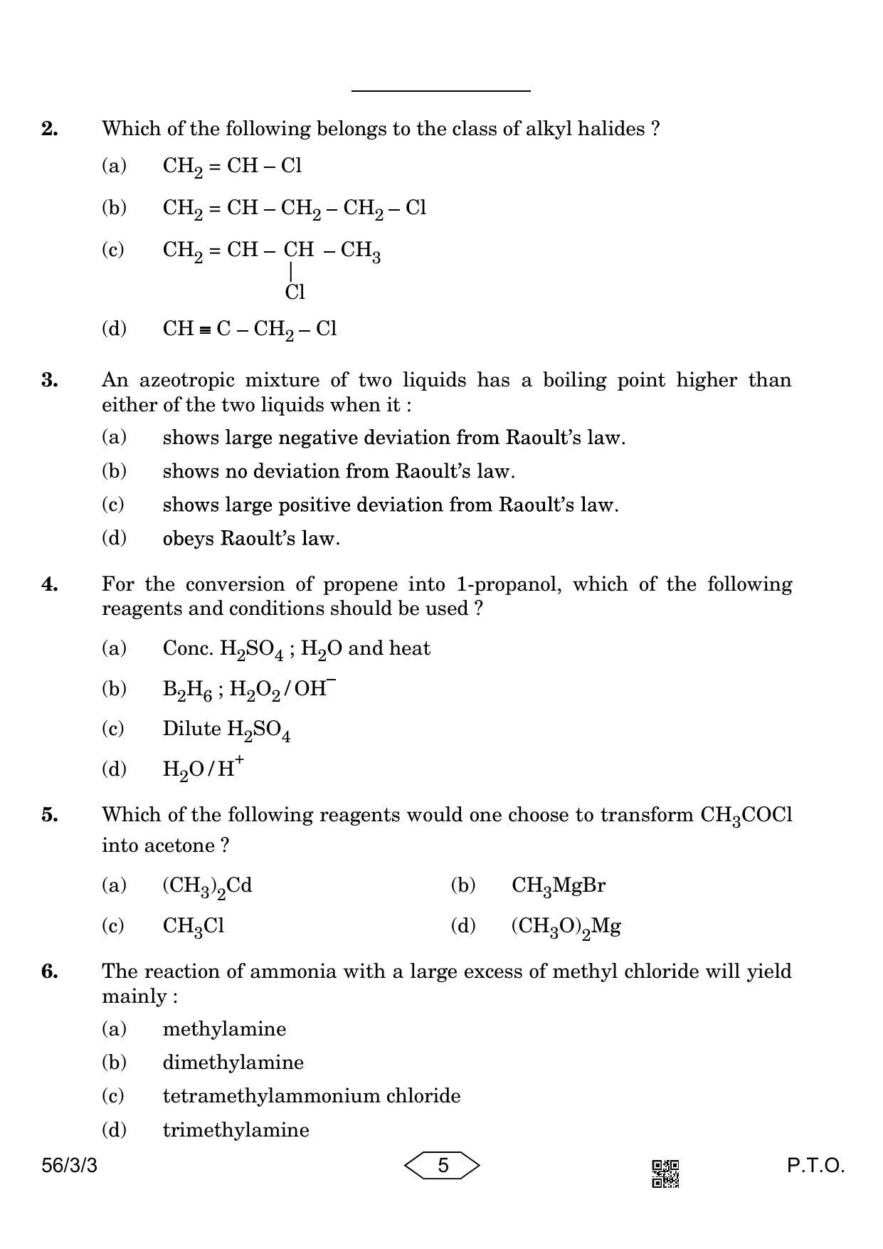 CBSE Class 12 56-3-3 Chemistry 2023 Question Paper - Page 5