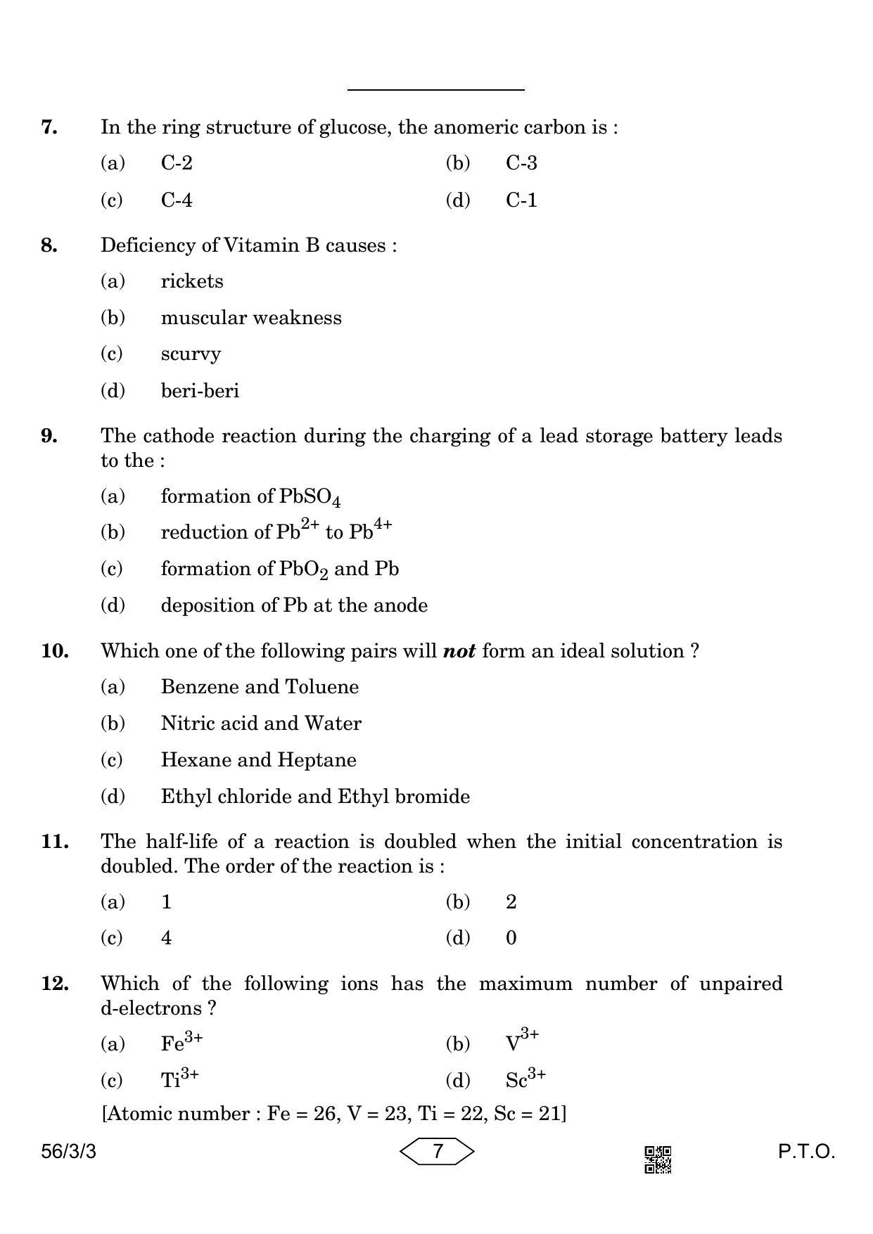 CBSE Class 12 56-3-3 Chemistry 2023 Question Paper - Page 7