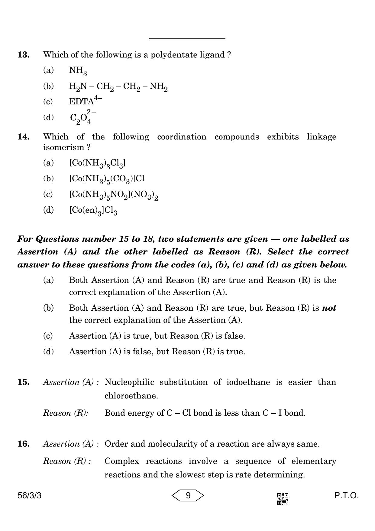 CBSE Class 12 56-3-3 Chemistry 2023 Question Paper - Page 9