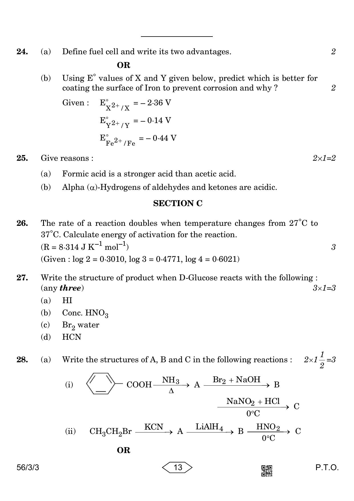 CBSE Class 12 56-3-3 Chemistry 2023 Question Paper - Page 13